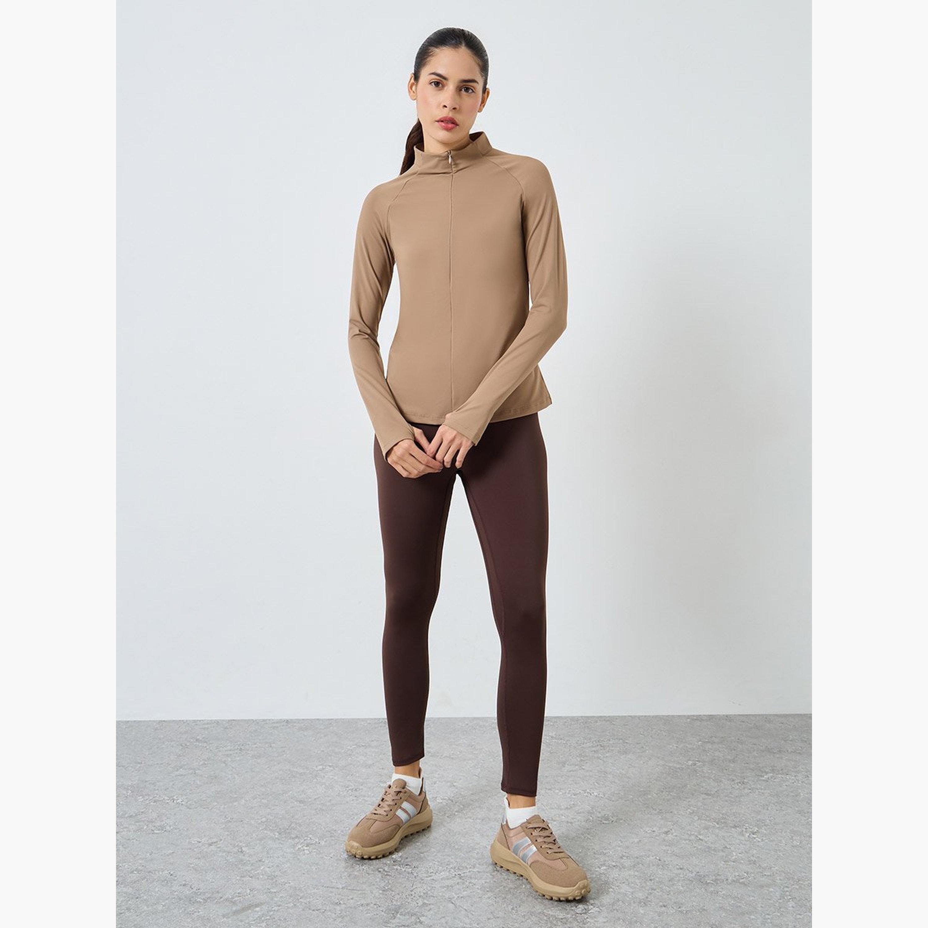 ستايلي - بلوزة بأكمام طويلة وسحاب مخفي بنصف سحاب-women-clothing-sportswearandactivewear-tshirtsandvests-image-2
