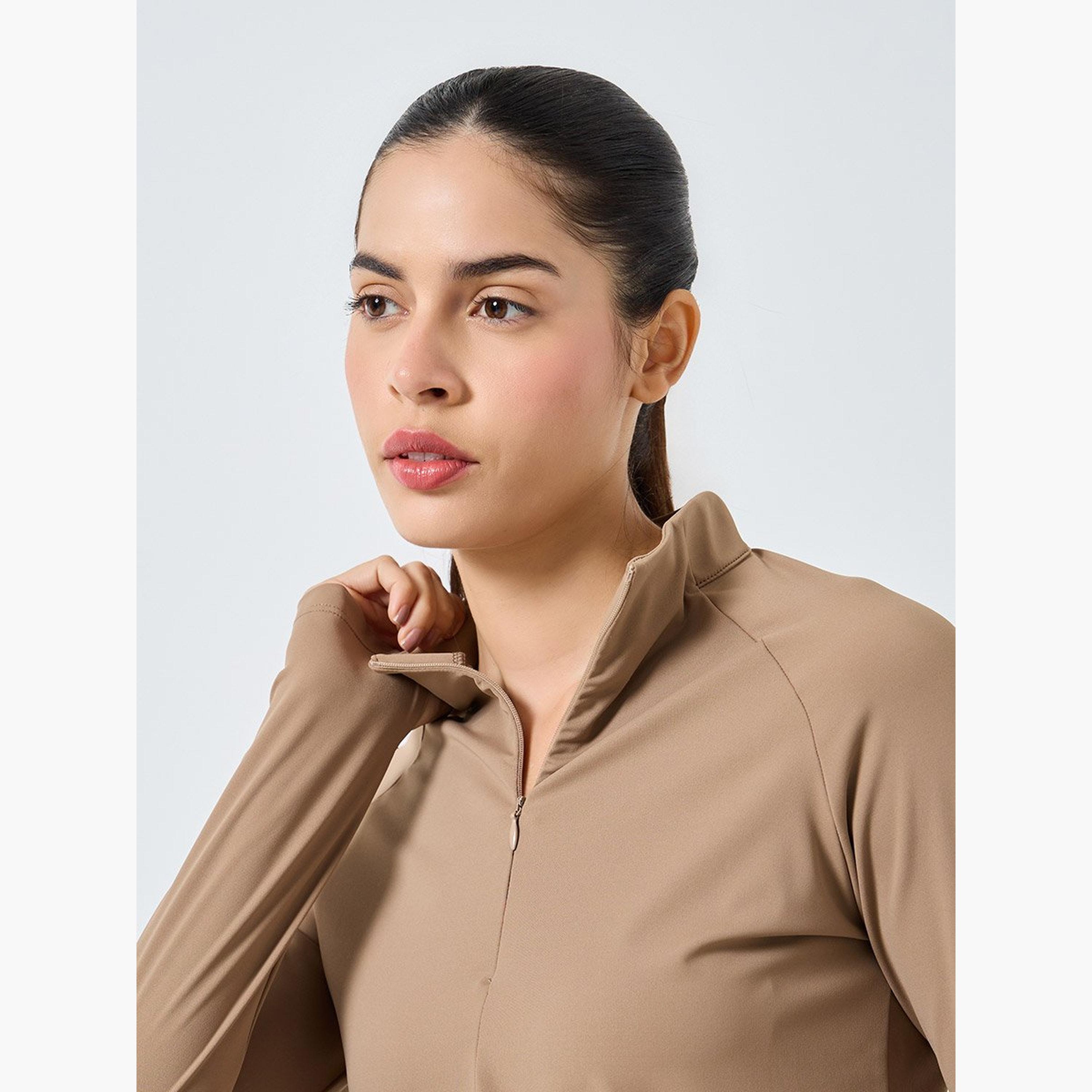 Styli Half Zip Up Hidden Zipper Long Sleeves Top-women-clothing-sportswearandactivewear-tshirtsandvests-image-4