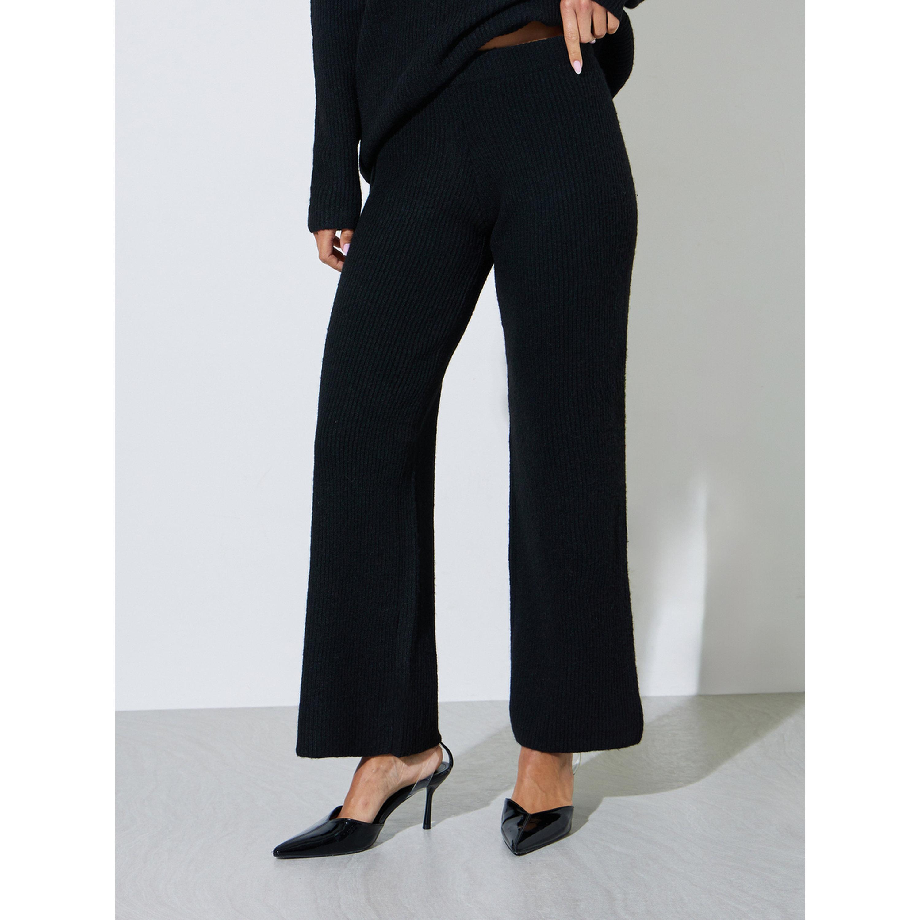 ستيلي طقم سويتر محبوك بقصة أوفر سايز وياقة V وبنطلون متناسق-women-clothing-coordsets-image-5
