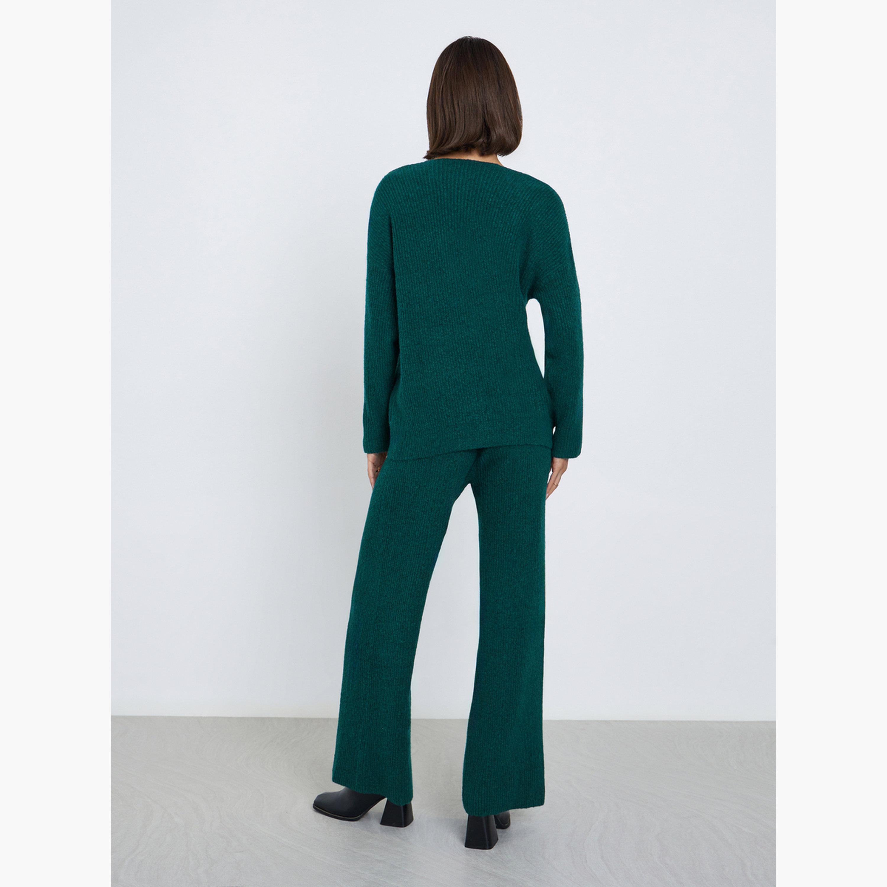 Styli Women V Neck Oversized Knit Sweater and Pants Co-Ords-women-clothing-coordsets-image-6