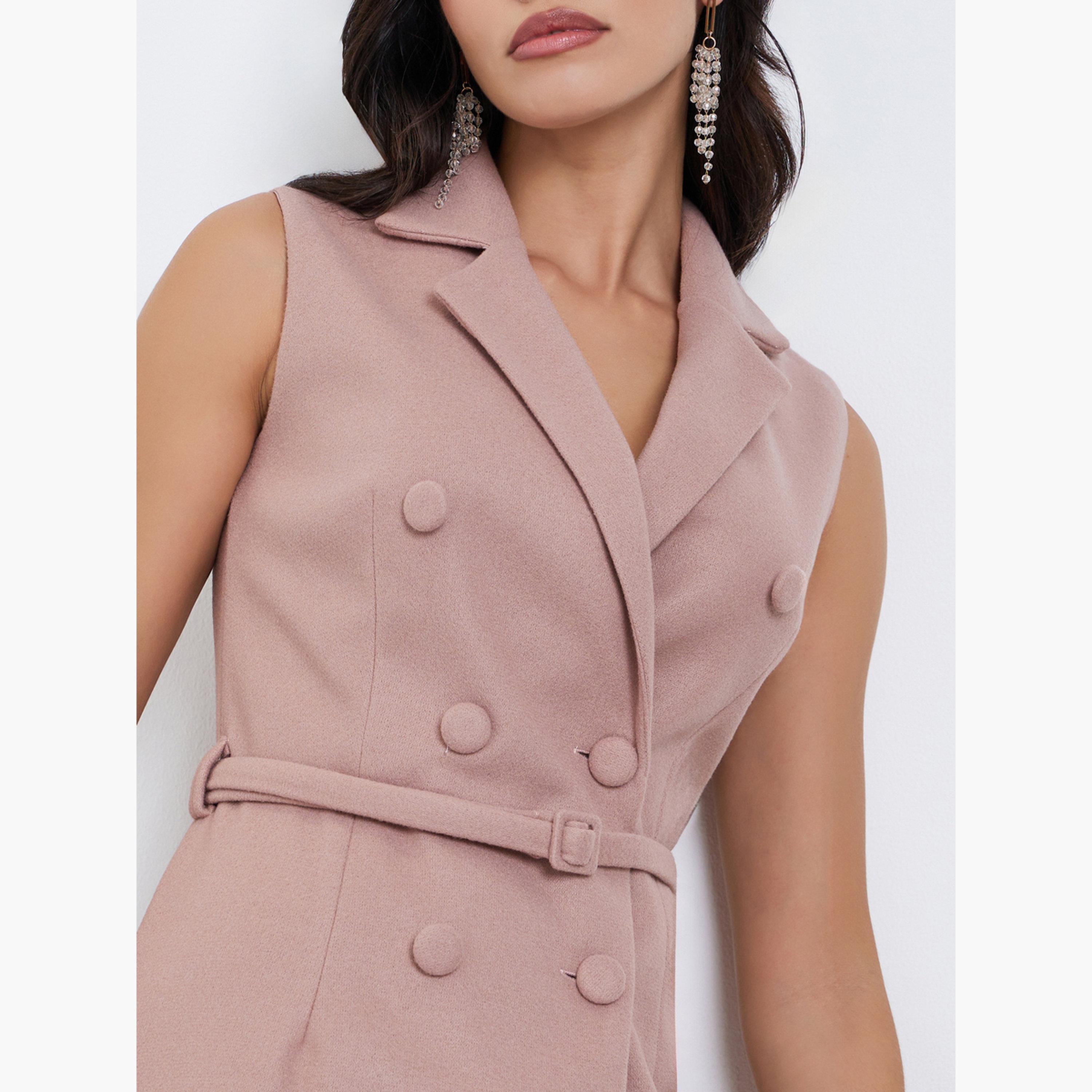 Styli Beige Sleeveless Blazer Midi Dress-women-clothing-dresses-image-3