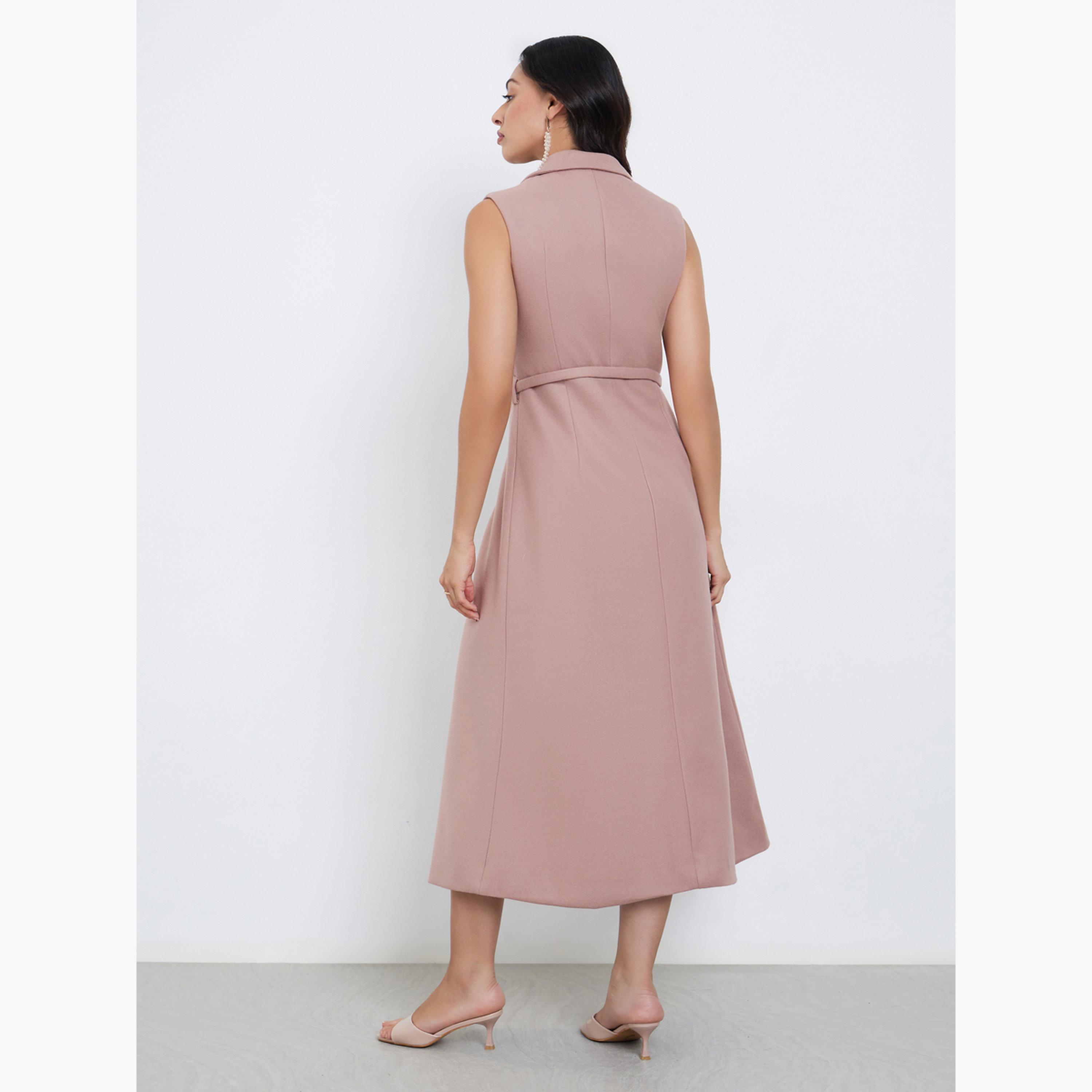 Styli Beige Sleeveless Blazer Midi Dress-women-clothing-dresses-image-4