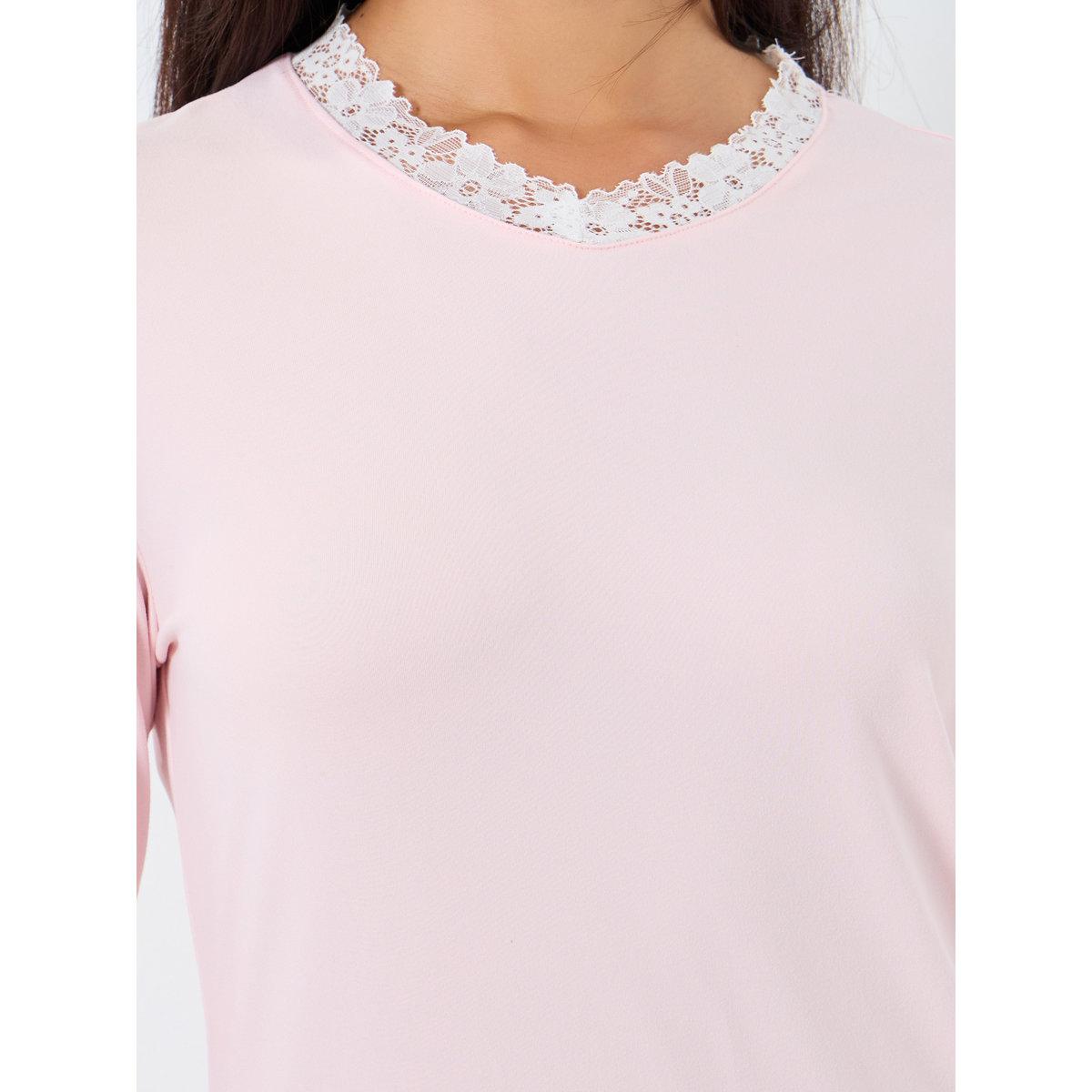 Styli Collar Lace Split Bottom Hem Nightdress-women-clothing-nightwear-nighties-image-3