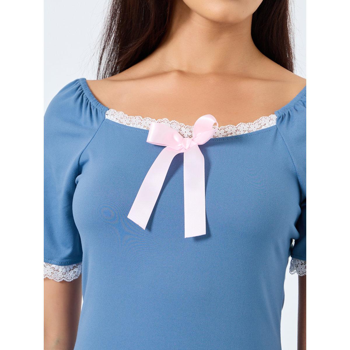 Styli Lace and Bow Contrast Lace Nightdress-women-clothing-nightwear-nighties-image-3