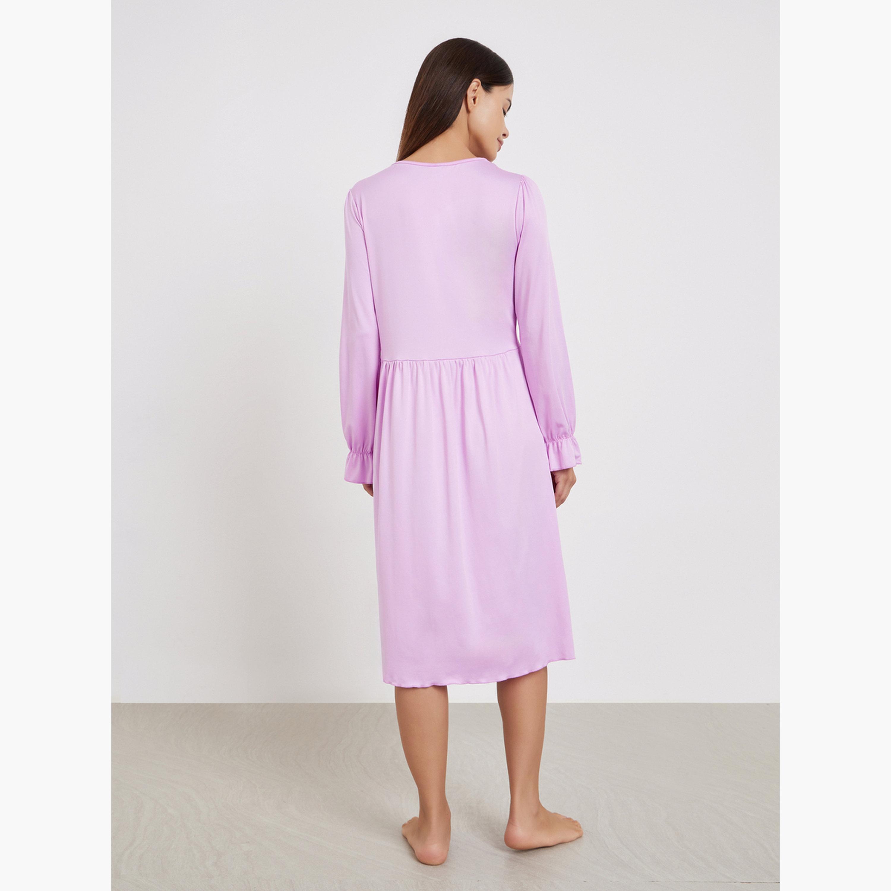 Take Two Lavender Ruffled Sleeve Nightdress-women-clothing-nightwear-nighties-image-3