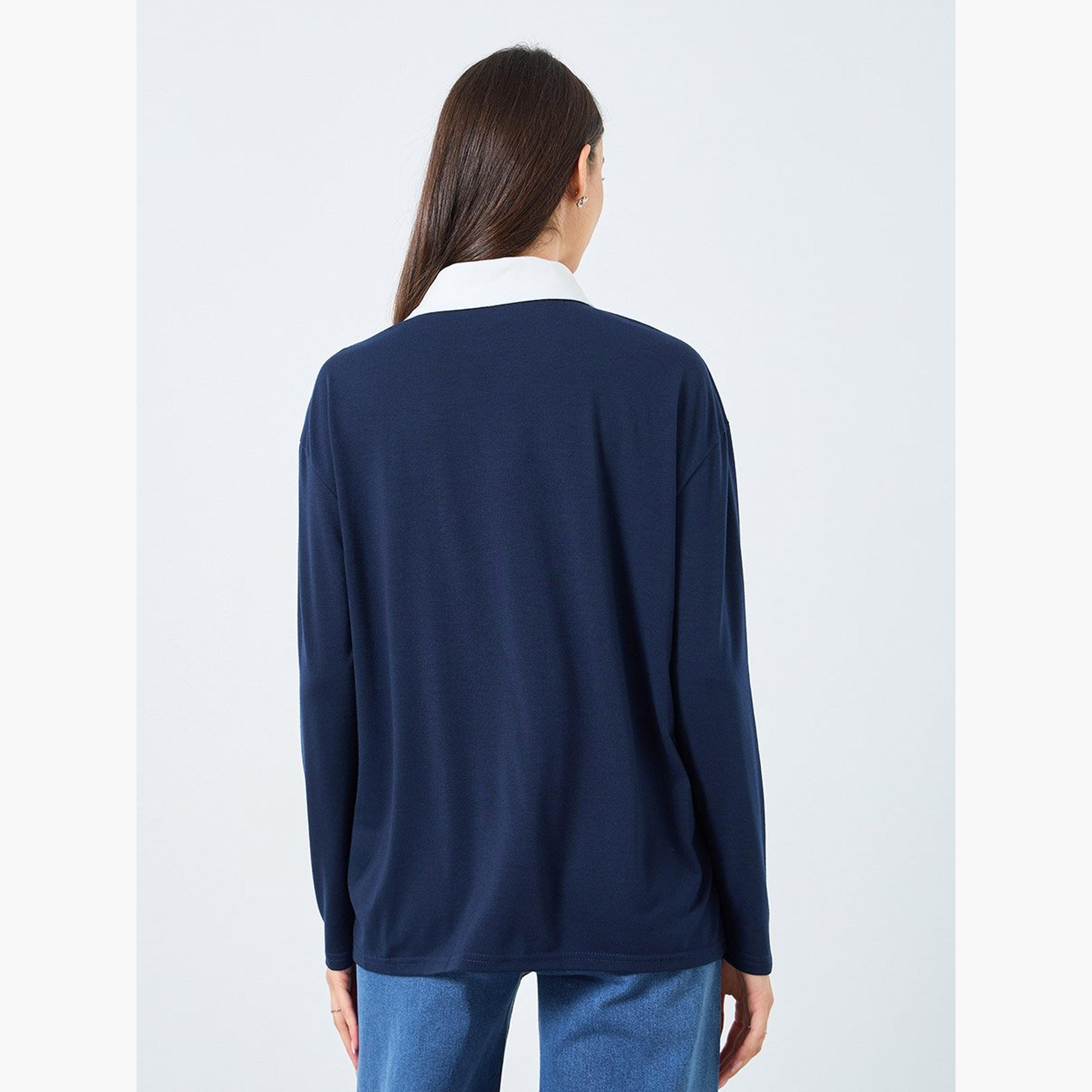 Take Two Women Navy Printed Polo T-Shirt-women-clothing-tshirts-image-5