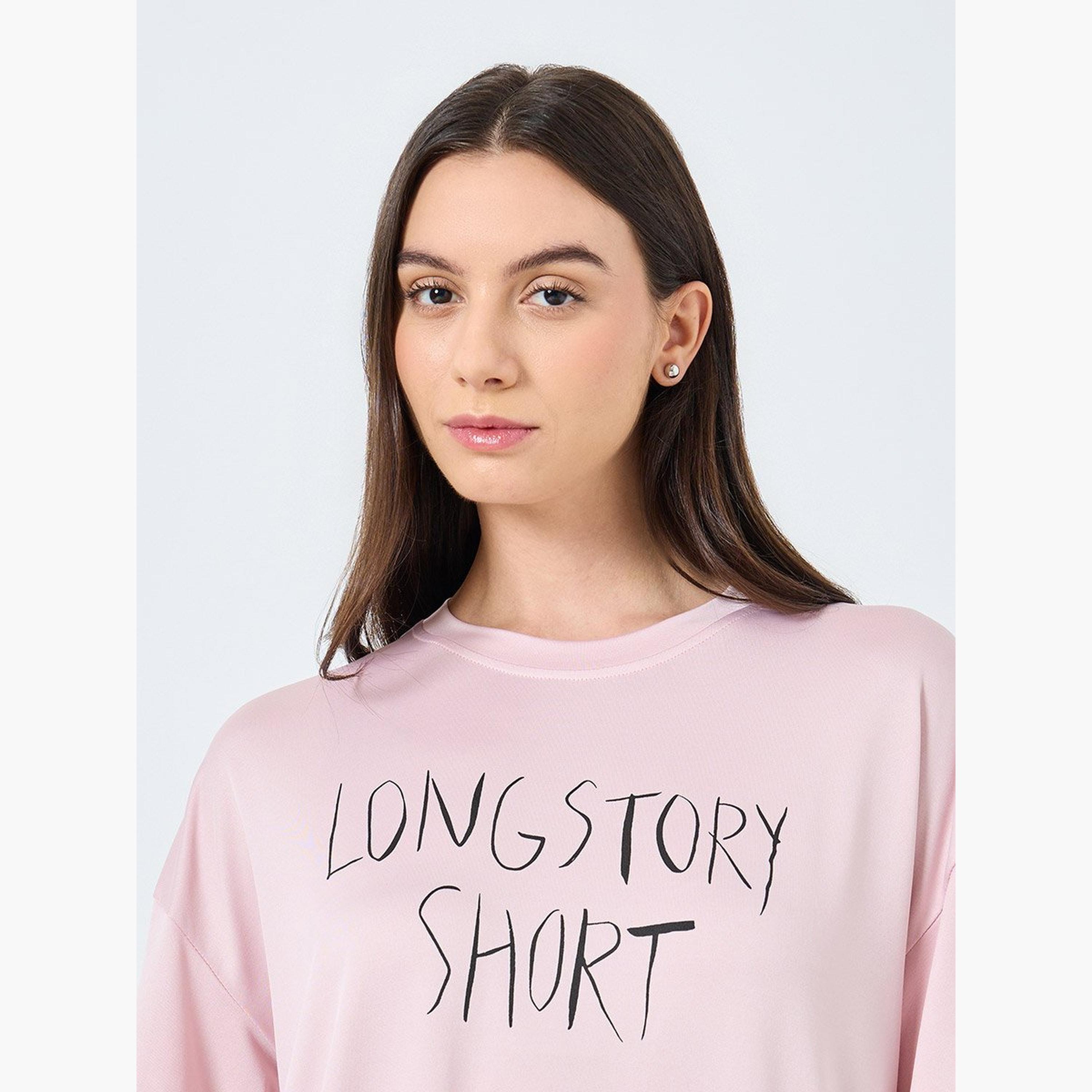 Take Two Pink Slogan Print Short Sleeve T-Shirt-women-clothing-tshirts-image-4
