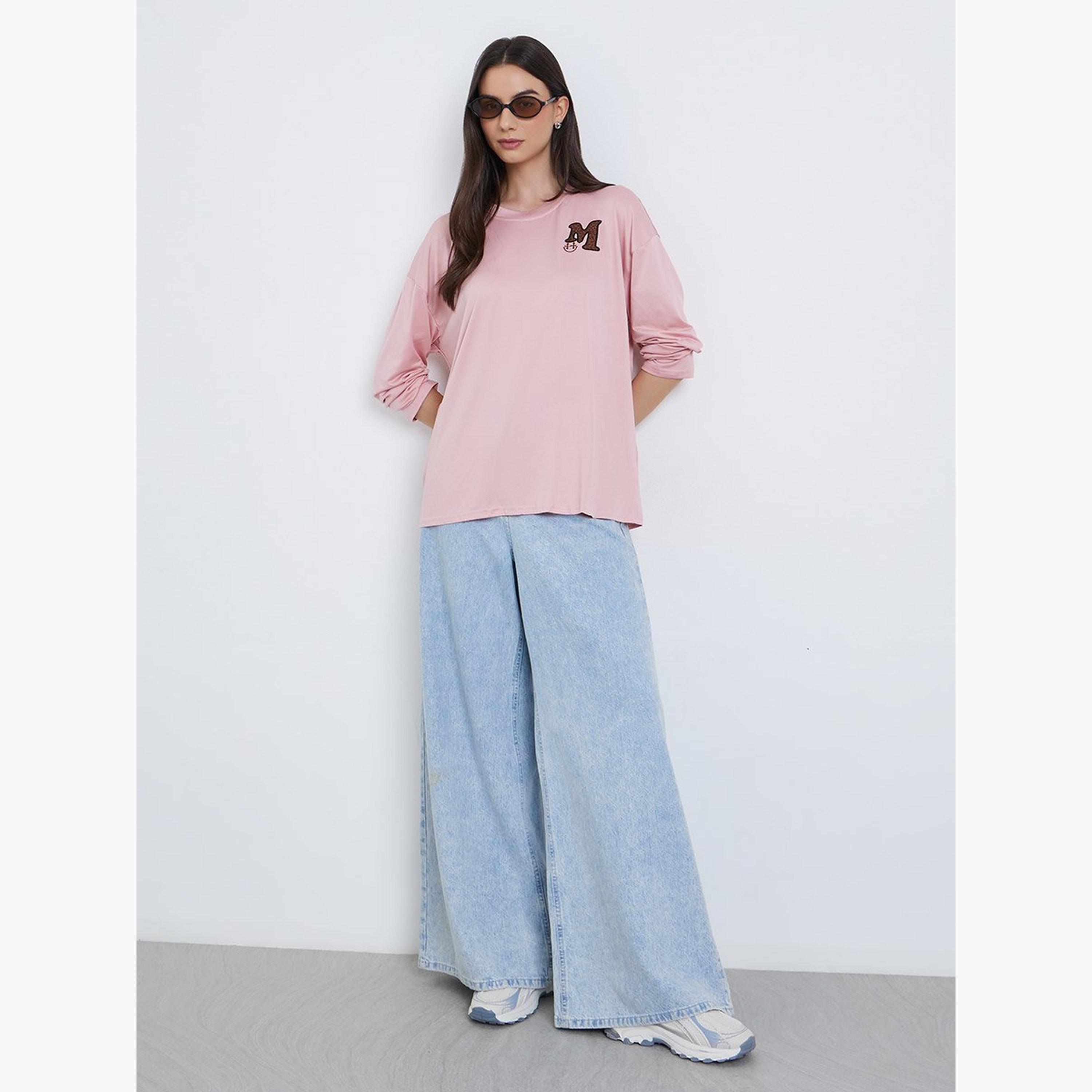Take Two Pink Embroidered Long Sleeve T-Shirt-women-clothing-tshirts-image-2