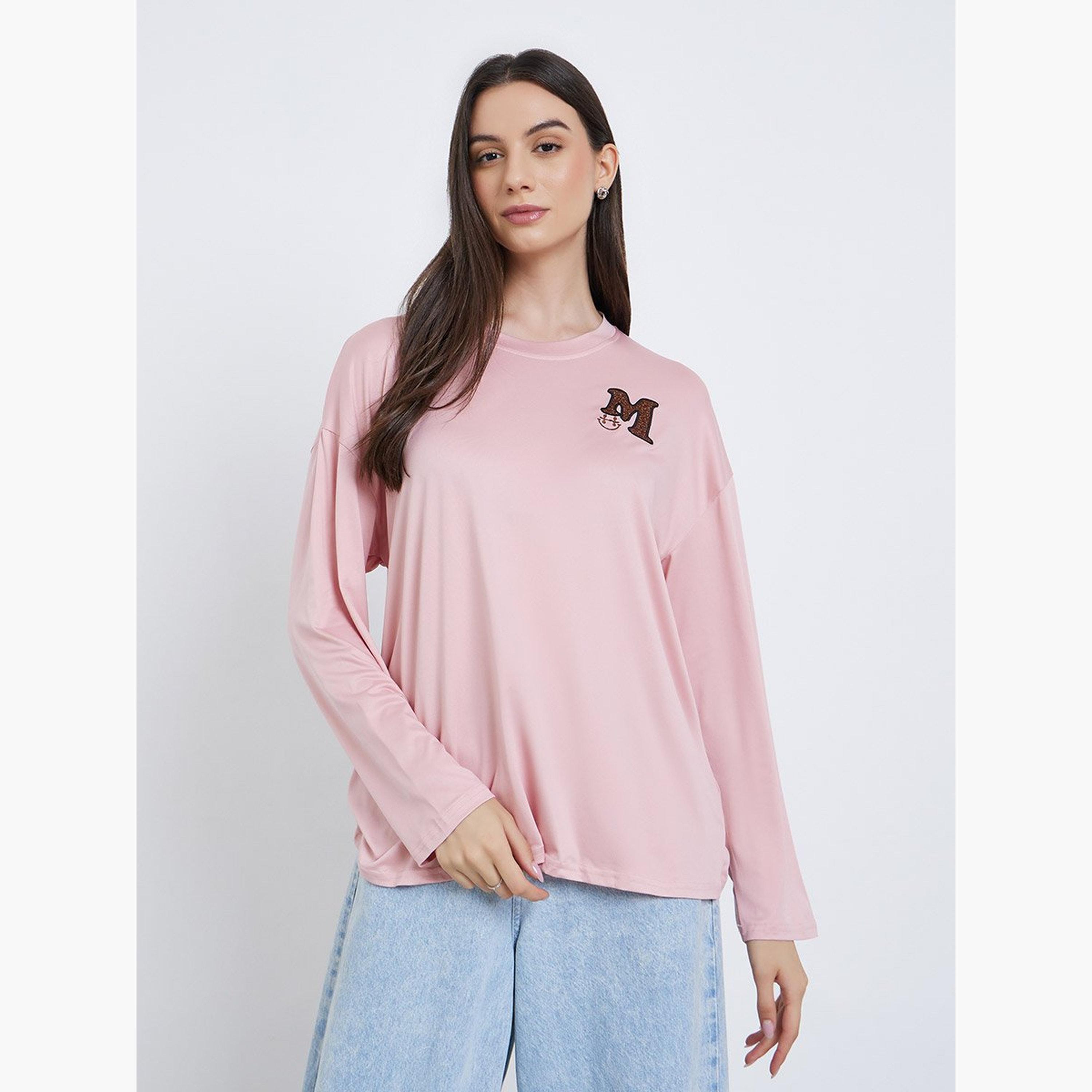 Take Two Pink Embroidered Long Sleeve T-Shirt-women-clothing-tshirts-image-3