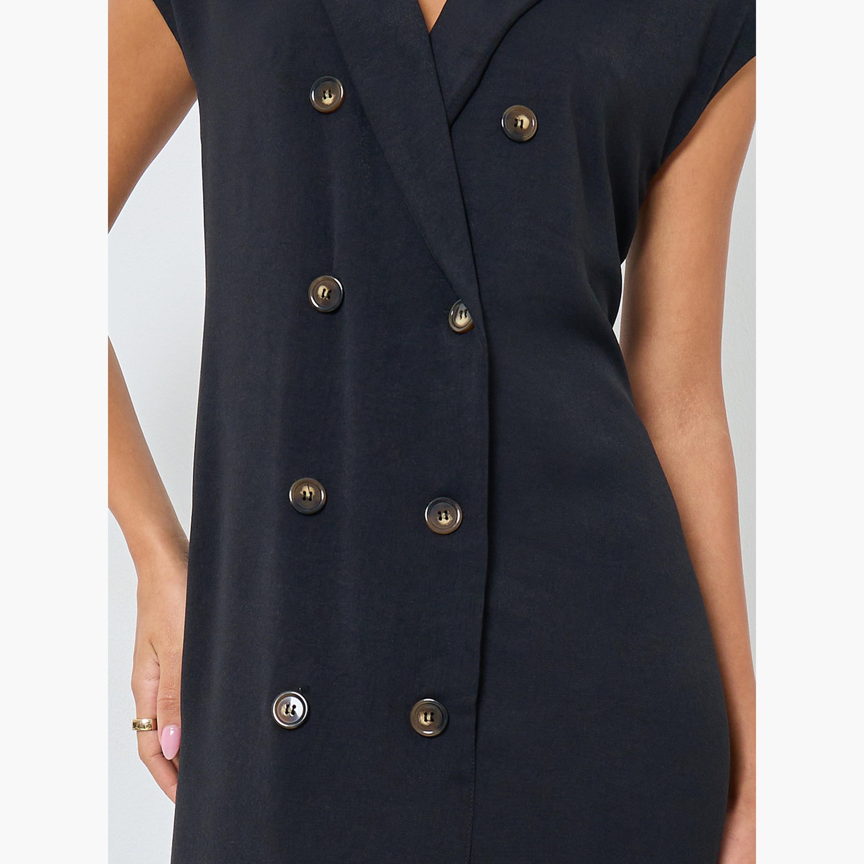Amirah X Styli Black Double Breasted Under Abaya Jalabiya Dress-women-arabicclothing-jalabiyas-image-4