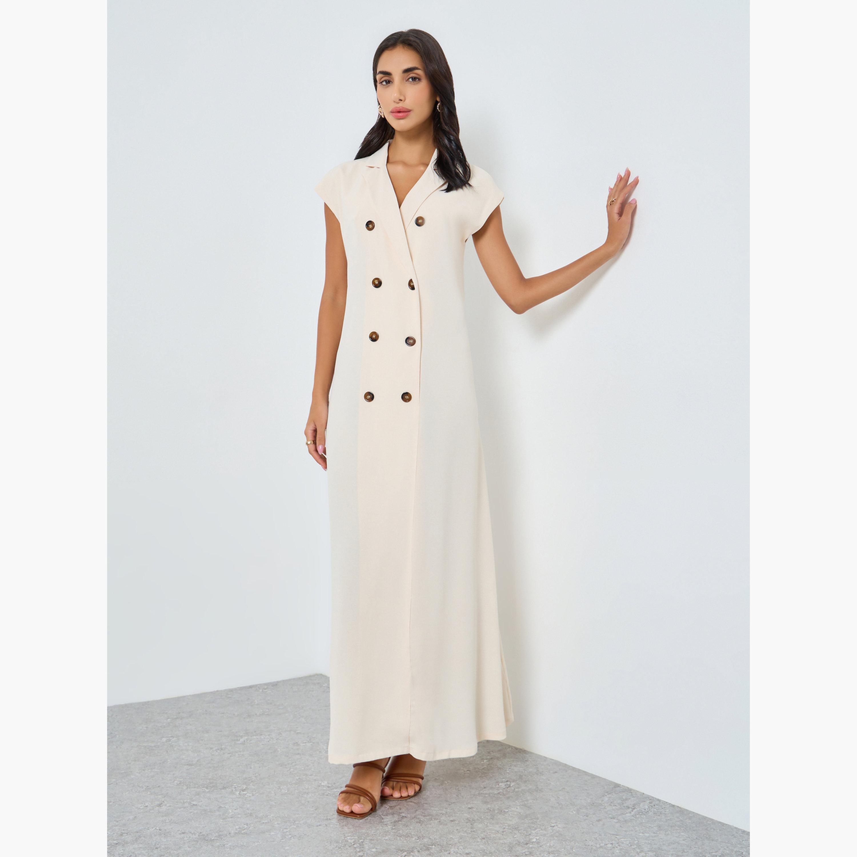 أميرة x ستايلي فستان بنمط جلّابية تحت العباية بصفين أزرار-women-arabicclothing-jalabiyas-image-2