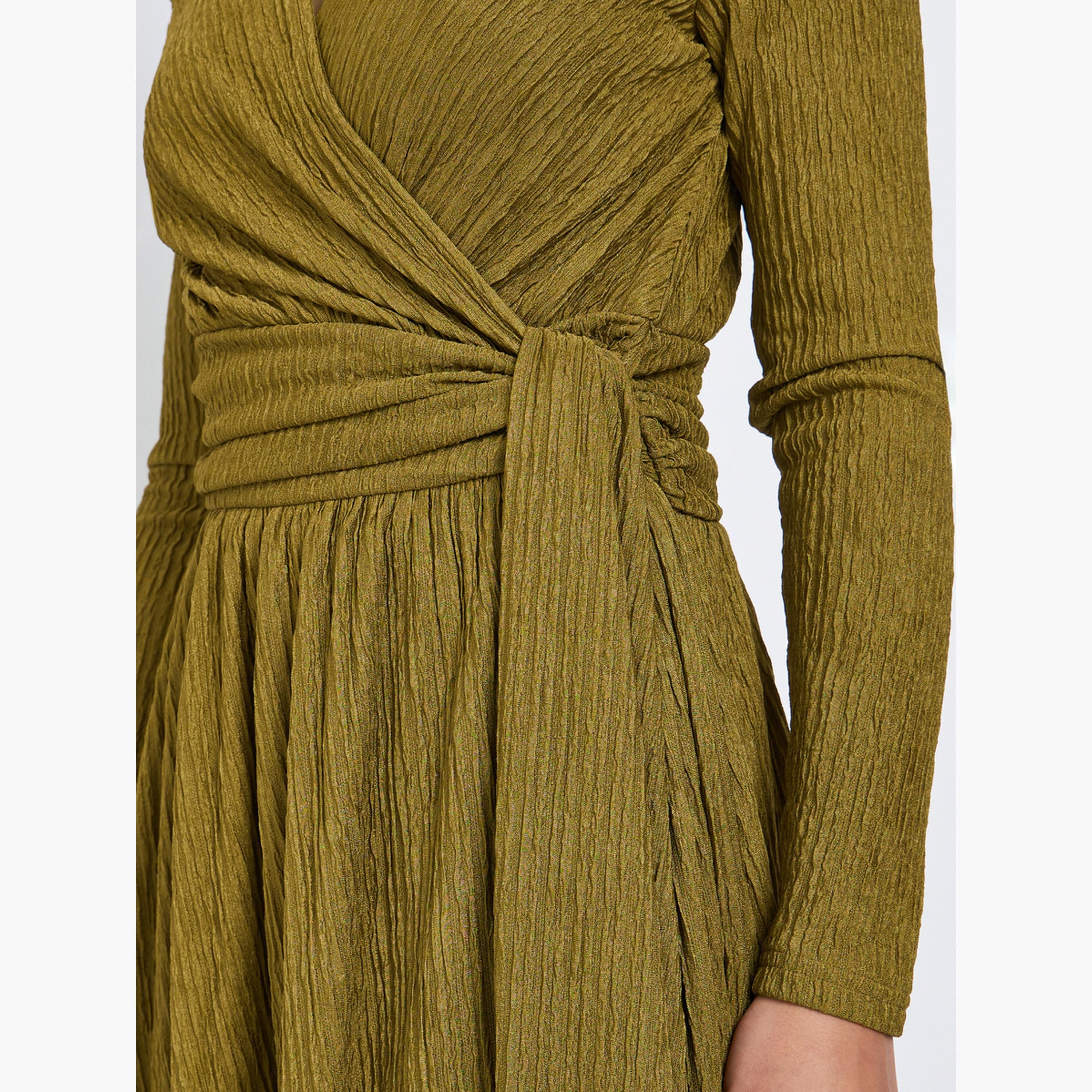 Styli Green Textured Wrap Maxi Dress-women-clothing-dresses-image-4