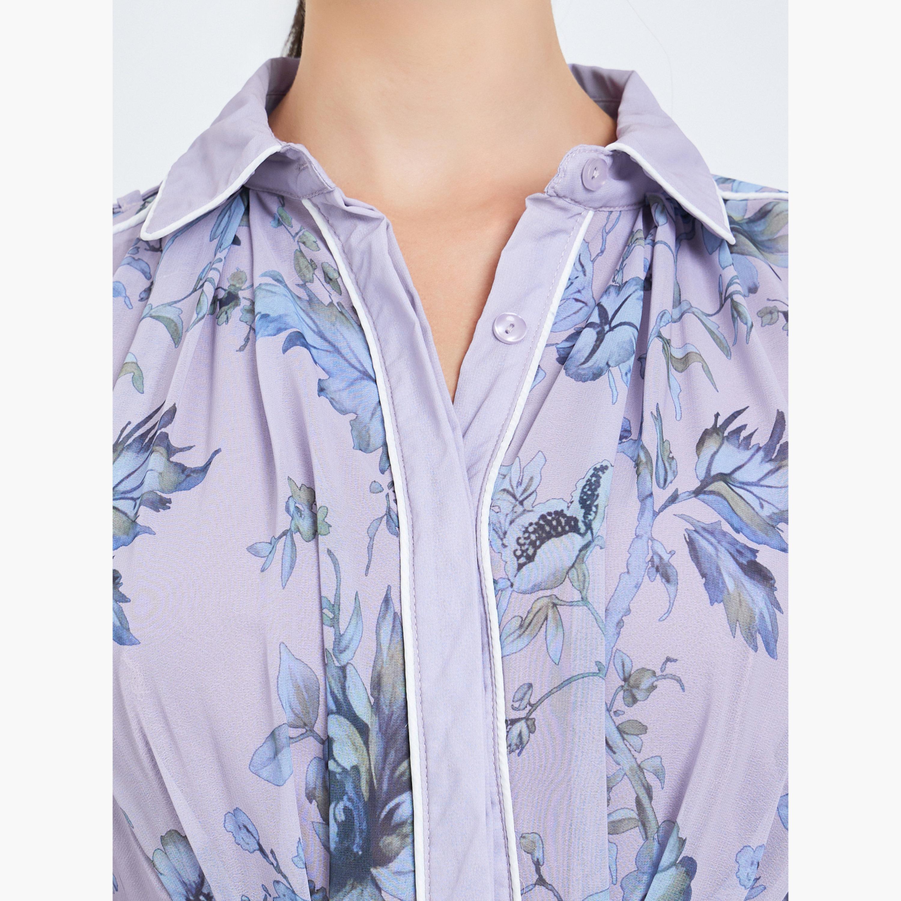 Styli Women Lilac Floral Print Long Sleeves Maxi Dress-women-clothing-dresses-image-6