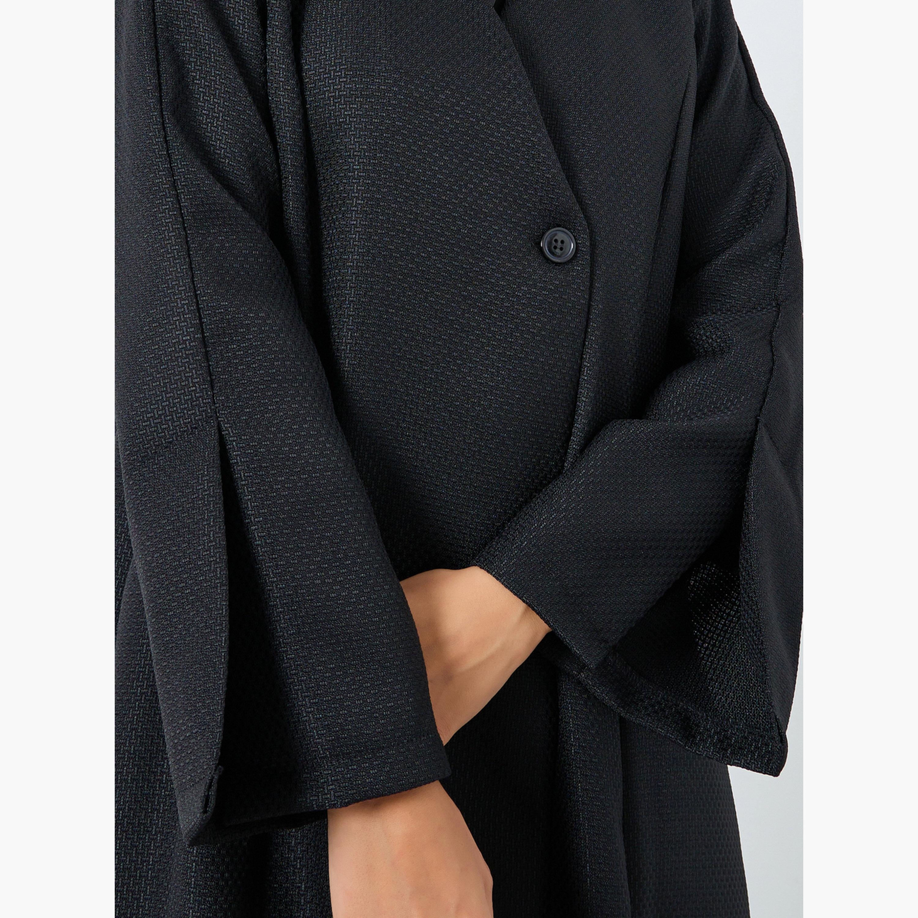 أميرة x ستايلي عباية بمظهر تويد مع زر غلق واحد-women-arabicclothing-abayas-image-4