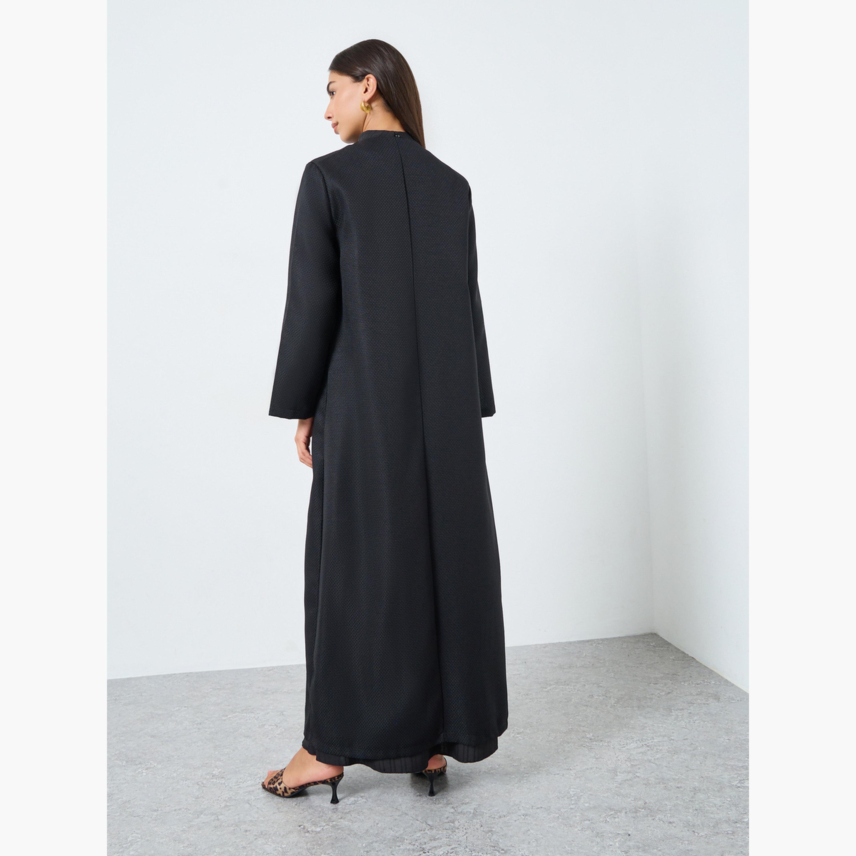 أميرة x ستايلي عباية بمظهر تويد مع زر غلق واحد-women-arabicclothing-abayas-image-5