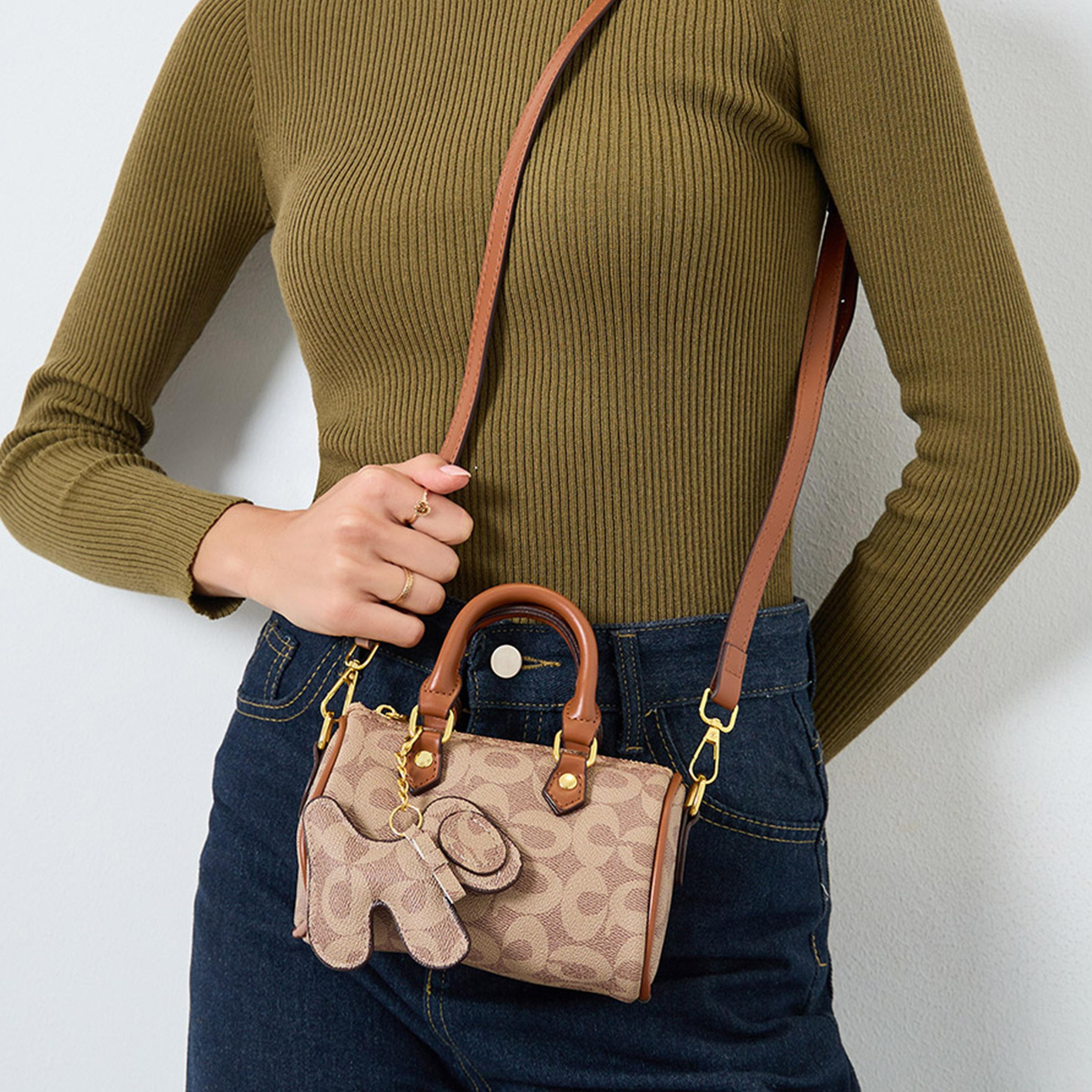 Take Two Women Brown Bowling Bag with Charm-women-bagsandwallets-handbags-image-2