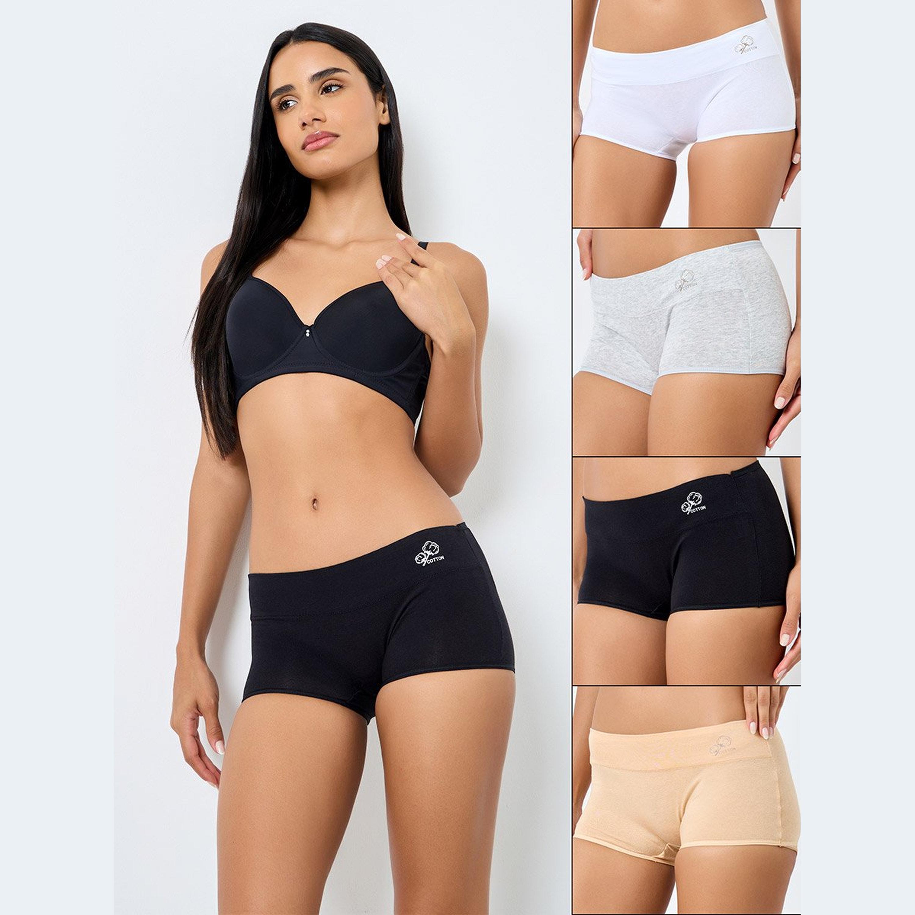 Styli Set of 4 - Comfortable Cotton Boyshort-women-clothing-lingerie-panties-image-1
