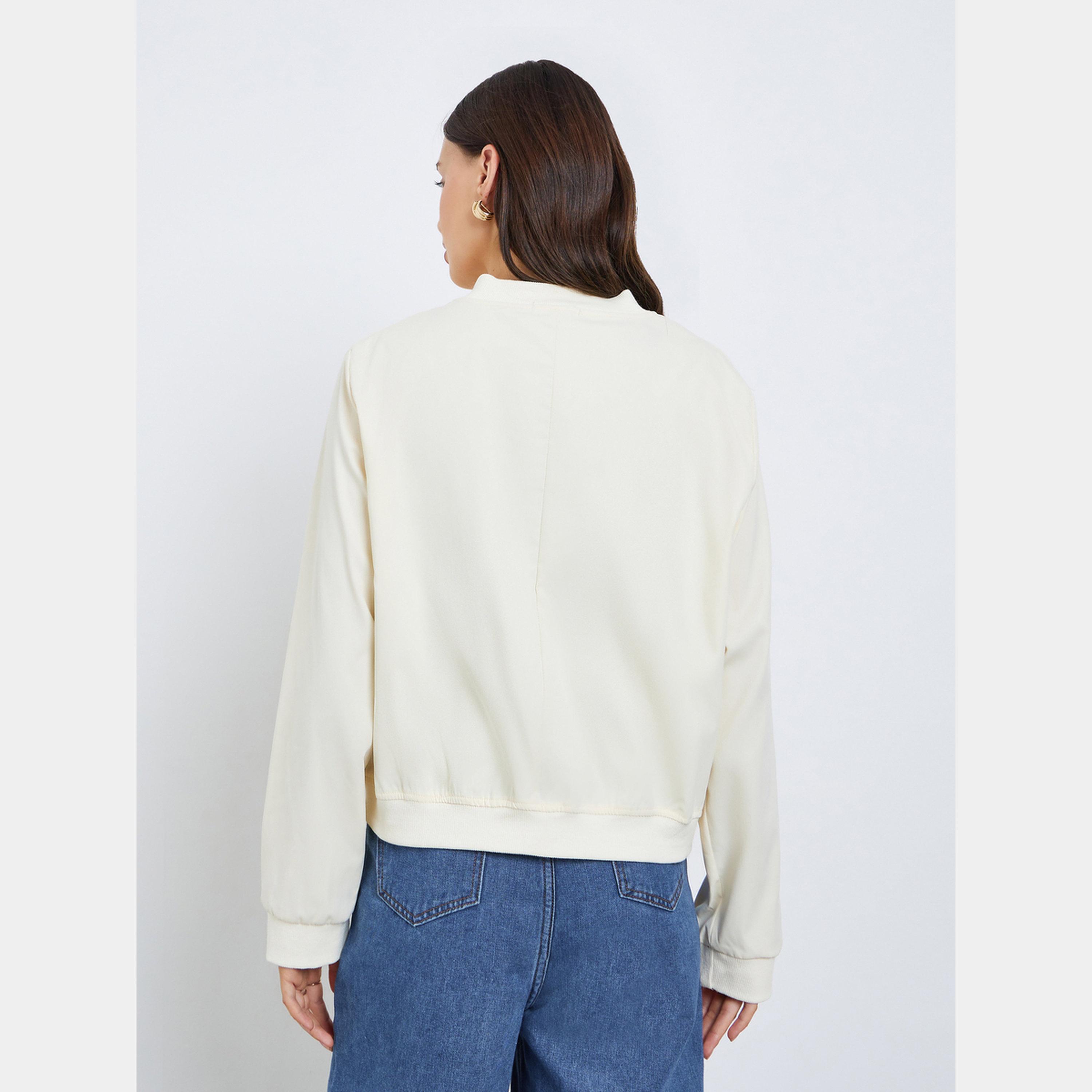 Styli Regular Fit Regular Length Plain Bomber Jacket-women-winterwear-coatsandjackets-jackets-image-5