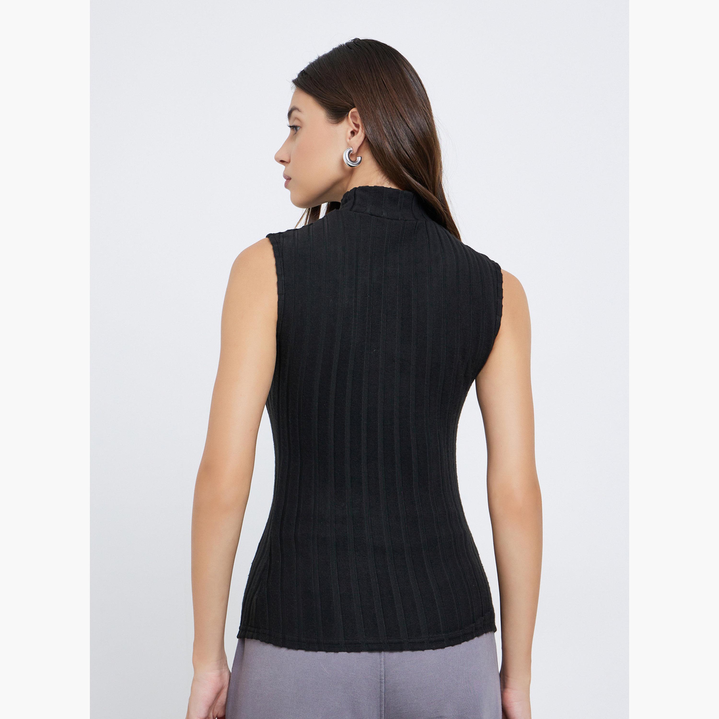 ستايلي - بلوزة محبوكة سوداء بدون أكمام-women-clothing-shirtsandblouses-shirts-image-5