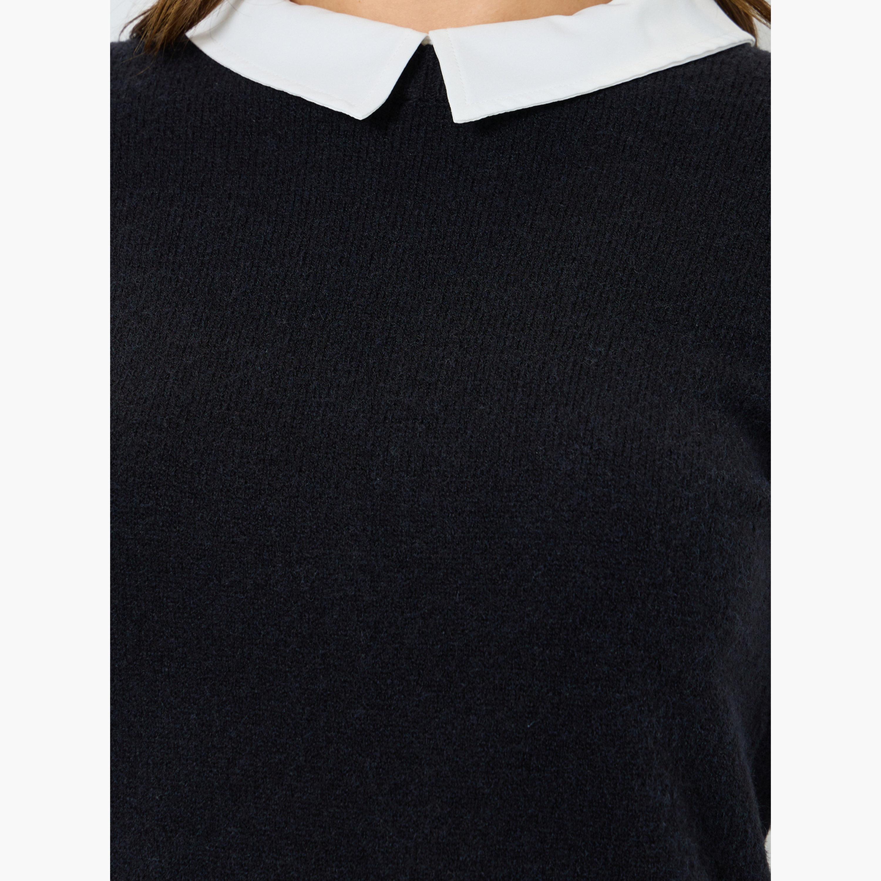 ستايلي - سترة سوداء محبوكة بدون أكمام مع قميص للنساء-women-clothing-shirtsandblouses-shirts-image-4