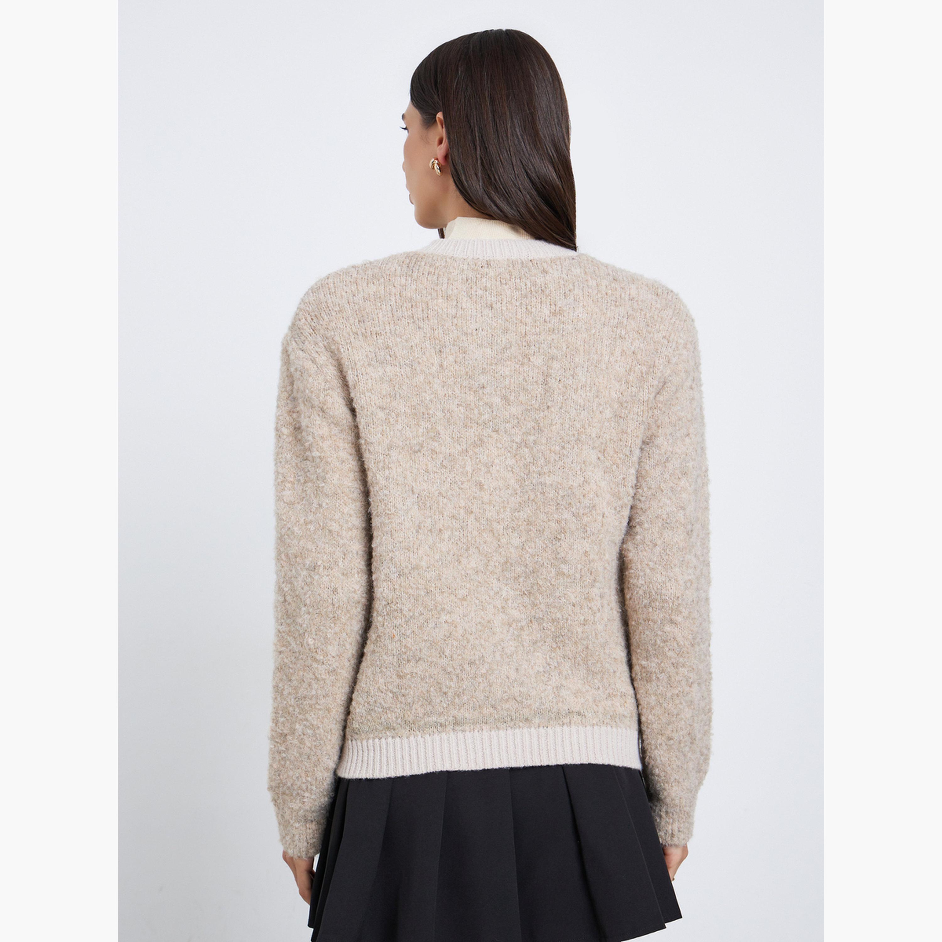 Styli Women Beige Regular Fit Mixed Yarn Cardigan-women-clothing-cardigansandjumpers-cardigans-image-4