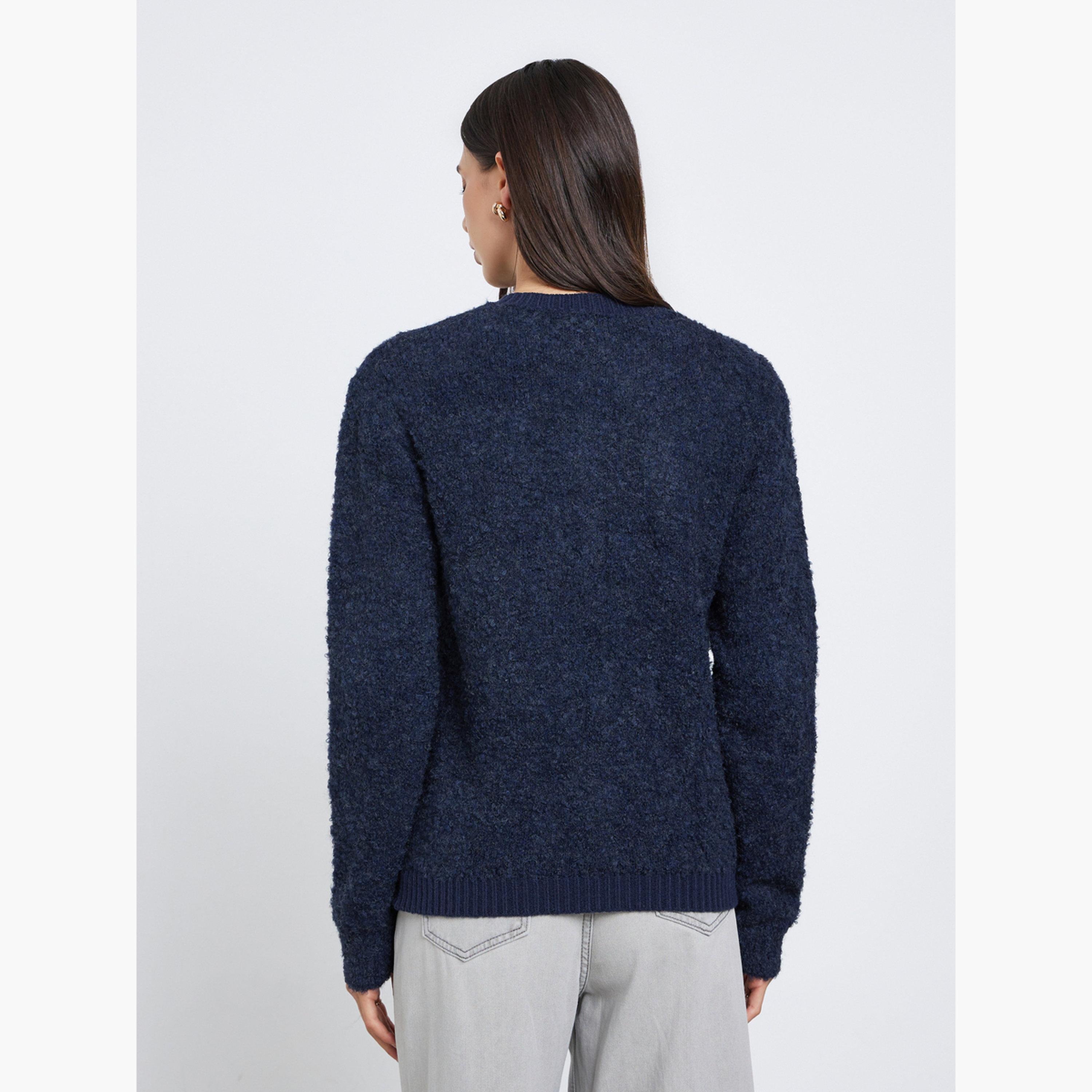 ستايلي - كارديغان أزرق داكن بقصّة عادية من خيوط مختلطة-women-clothing-cardigansandjumpers-cardigans-image-4