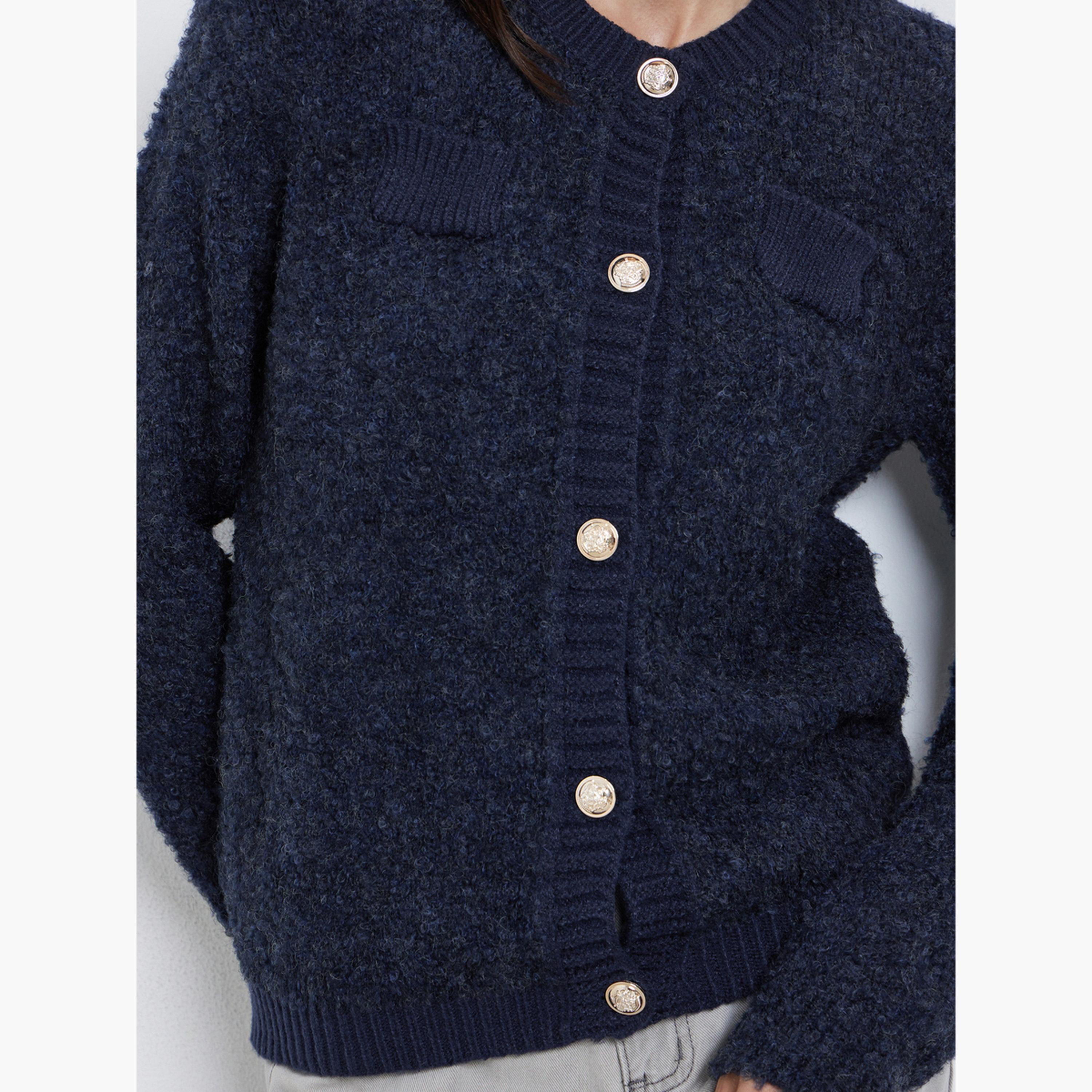 ستايلي - كارديغان أزرق داكن بقصّة عادية من خيوط مختلطة-women-clothing-cardigansandjumpers-cardigans-image-5