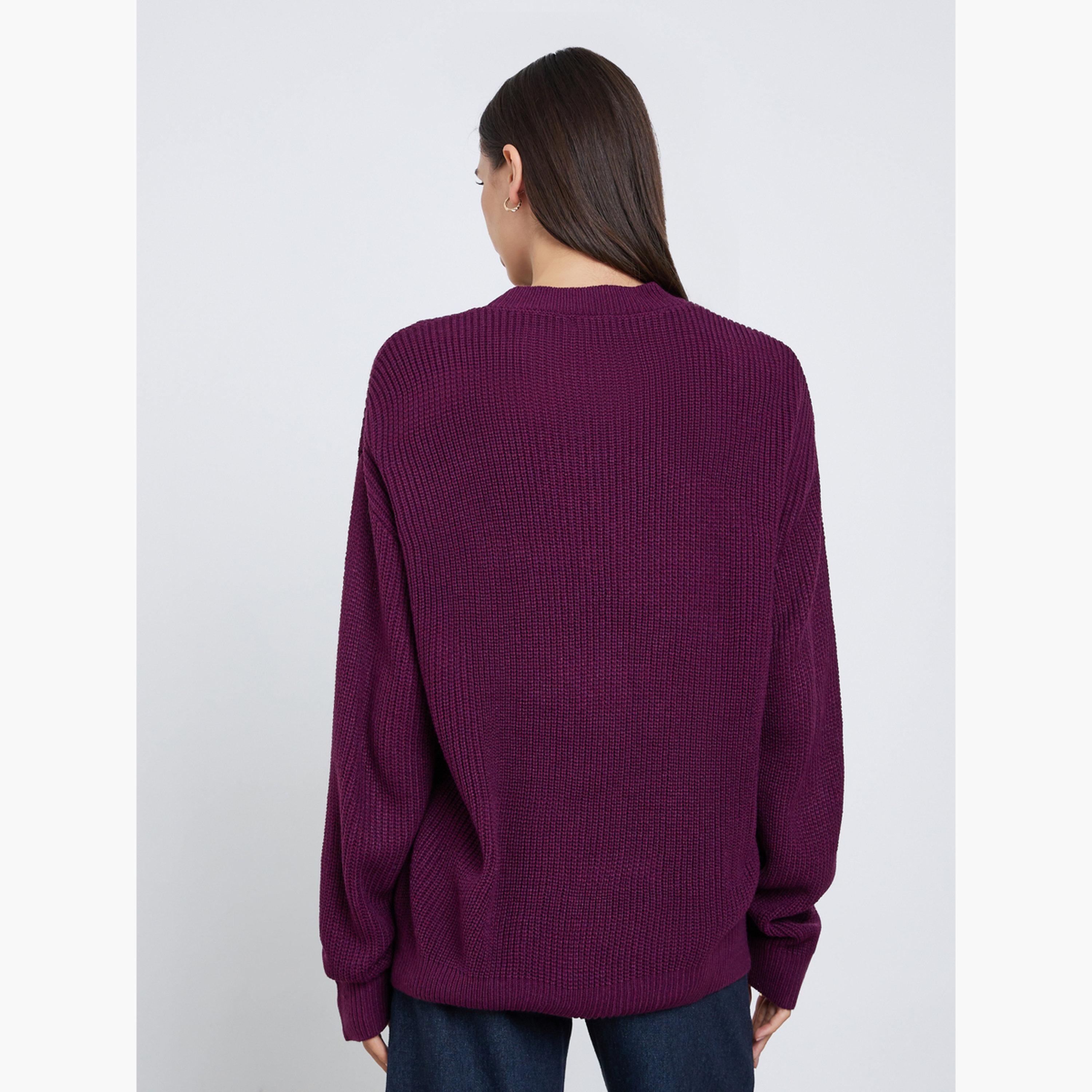 ستايلي - سترة محبوكة سميكة لون برغندي-women-clothing-cardigansandjumpers-jumpers-image-5