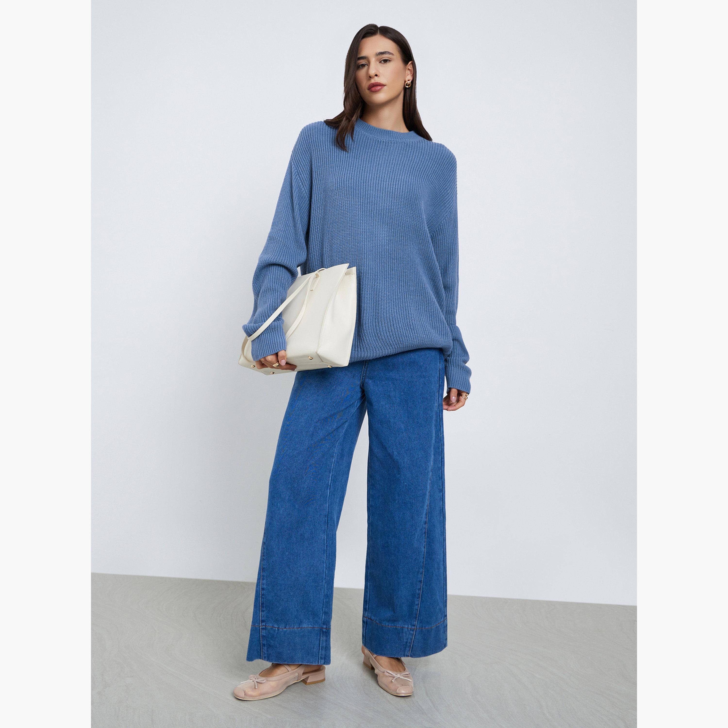ستايلي - سترة زرقاء متوسطة الحجم محبوكة-women-clothing-cardigansandjumpers-jumpers-image-2