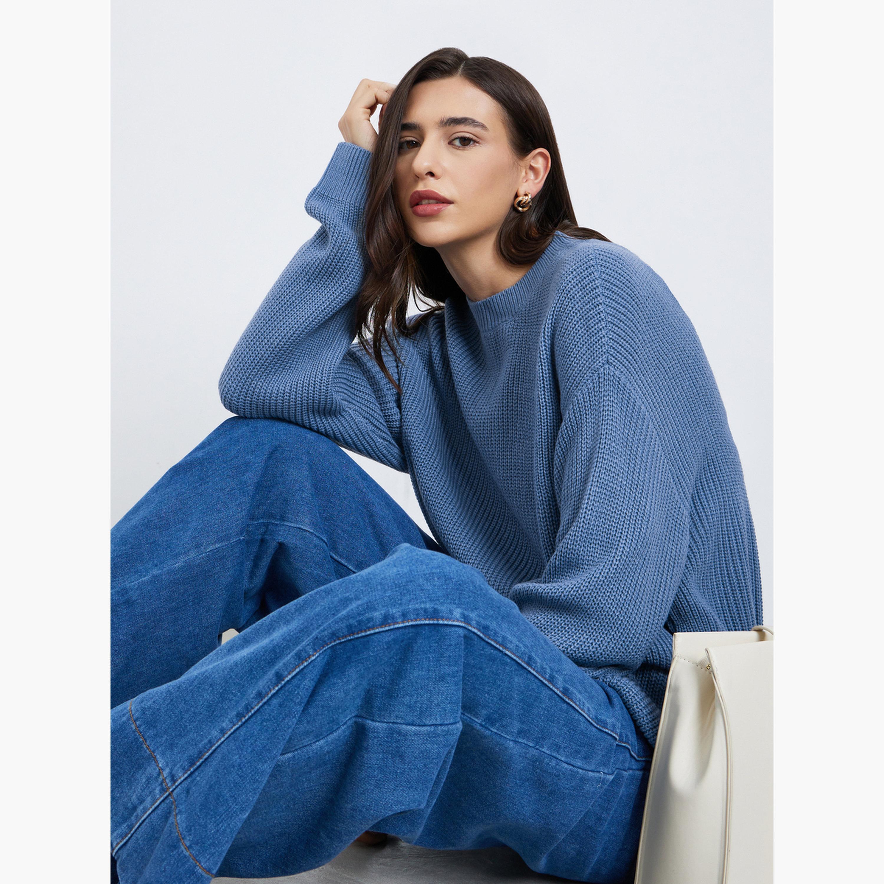 ستايلي - سترة زرقاء متوسطة الحجم محبوكة-women-clothing-cardigansandjumpers-jumpers-image-3