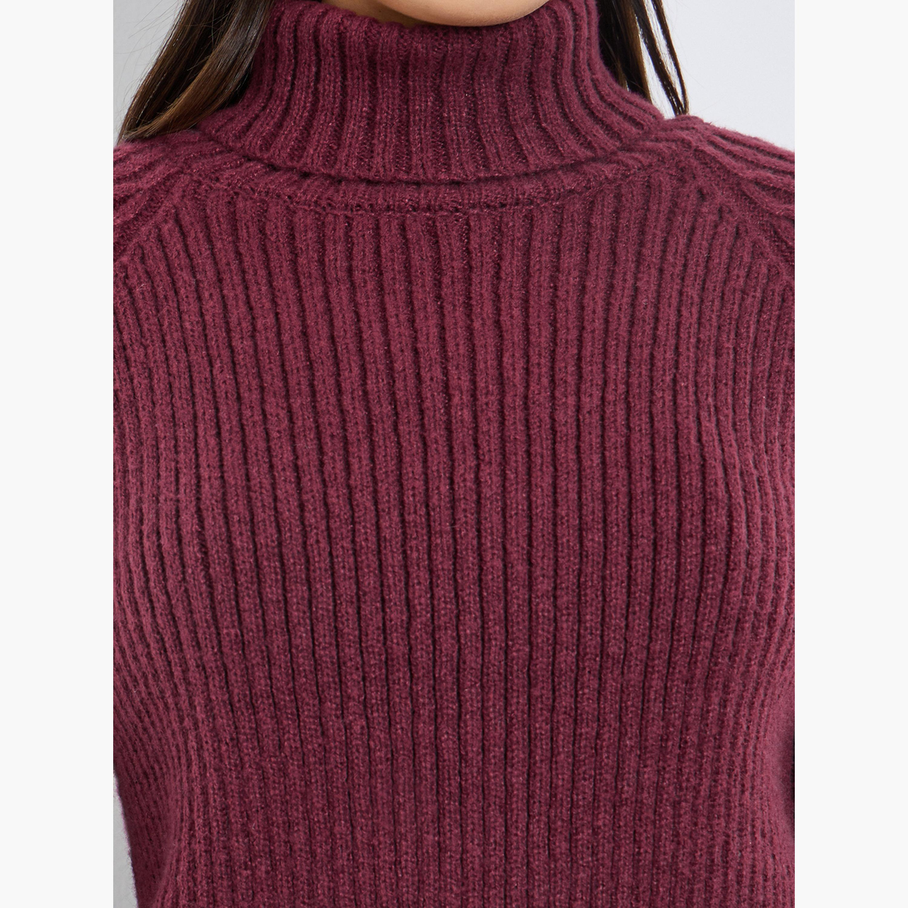 Styli Textured Boxy Regular Length Turtle Neck Long Sleeves Women's Sweater-women-clothing-cardigansandjumpers-jumpers-image-4