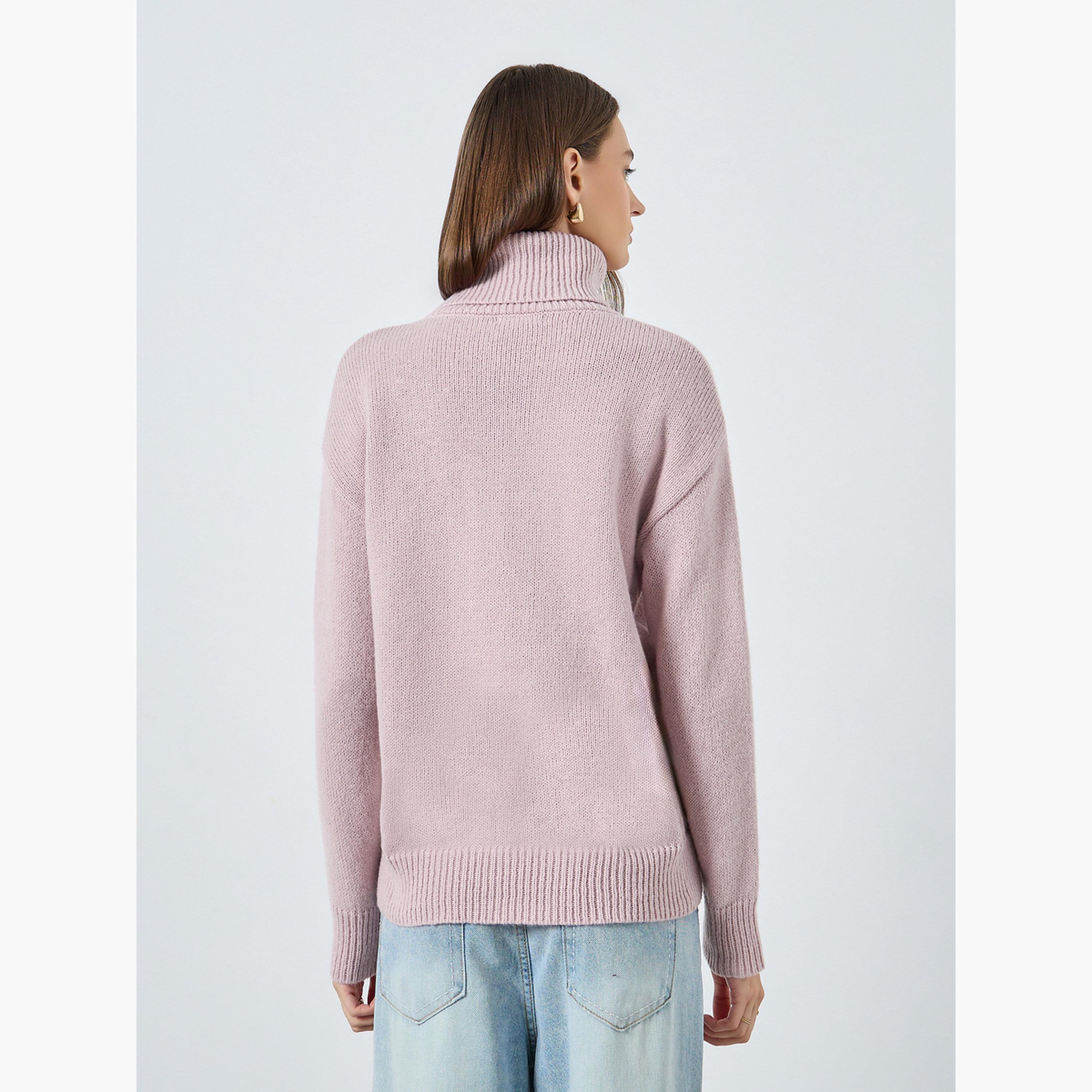 ستايلي - سترة وردية اللون بقصّة عادية وياقة مدورة للنساء -women-winterwear-cardigansandjumpers-jumpers-image-4