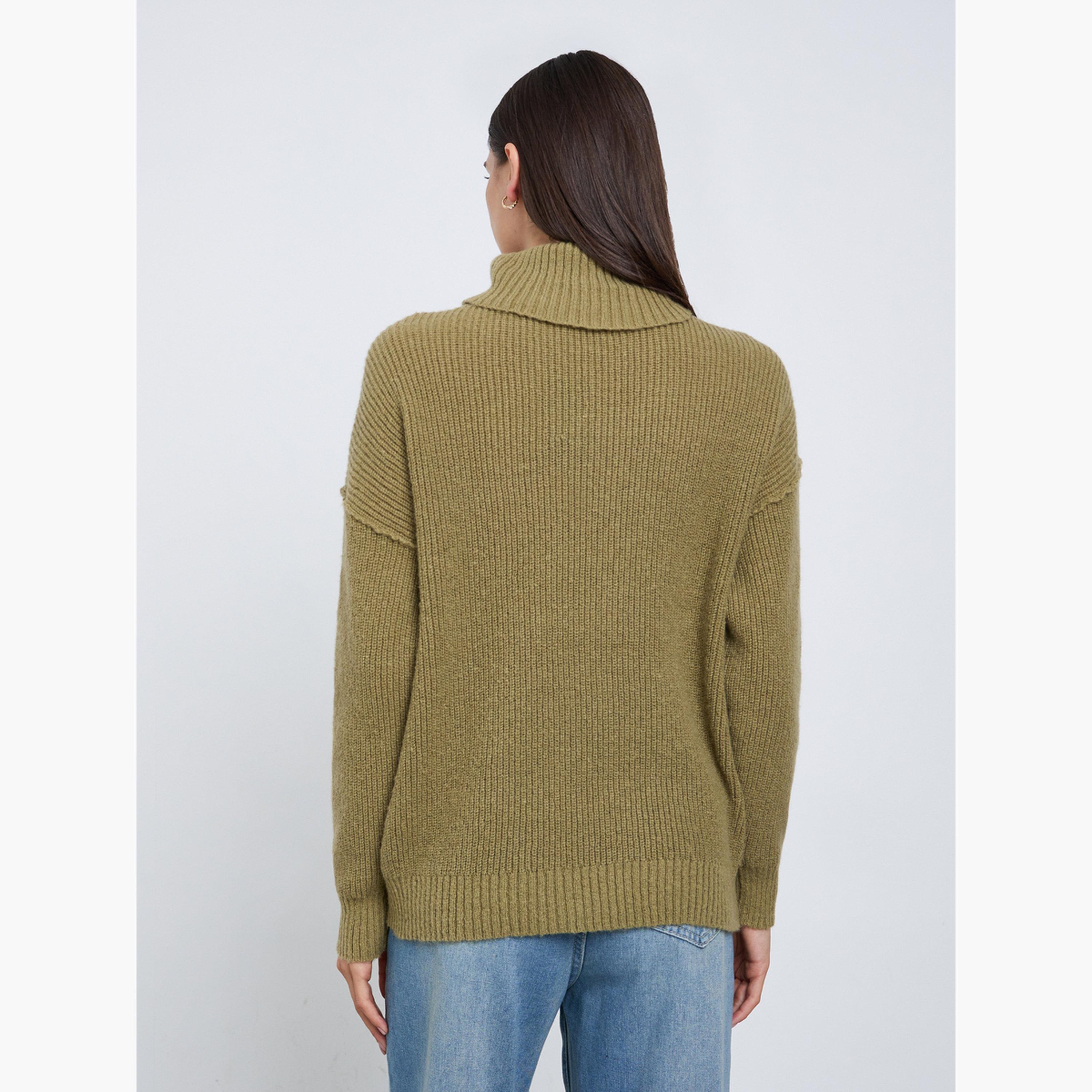 Styli Women Green Oversized Turtleneck Sweater-women-clothing-cardigansandjumpers-jumpers-image-4