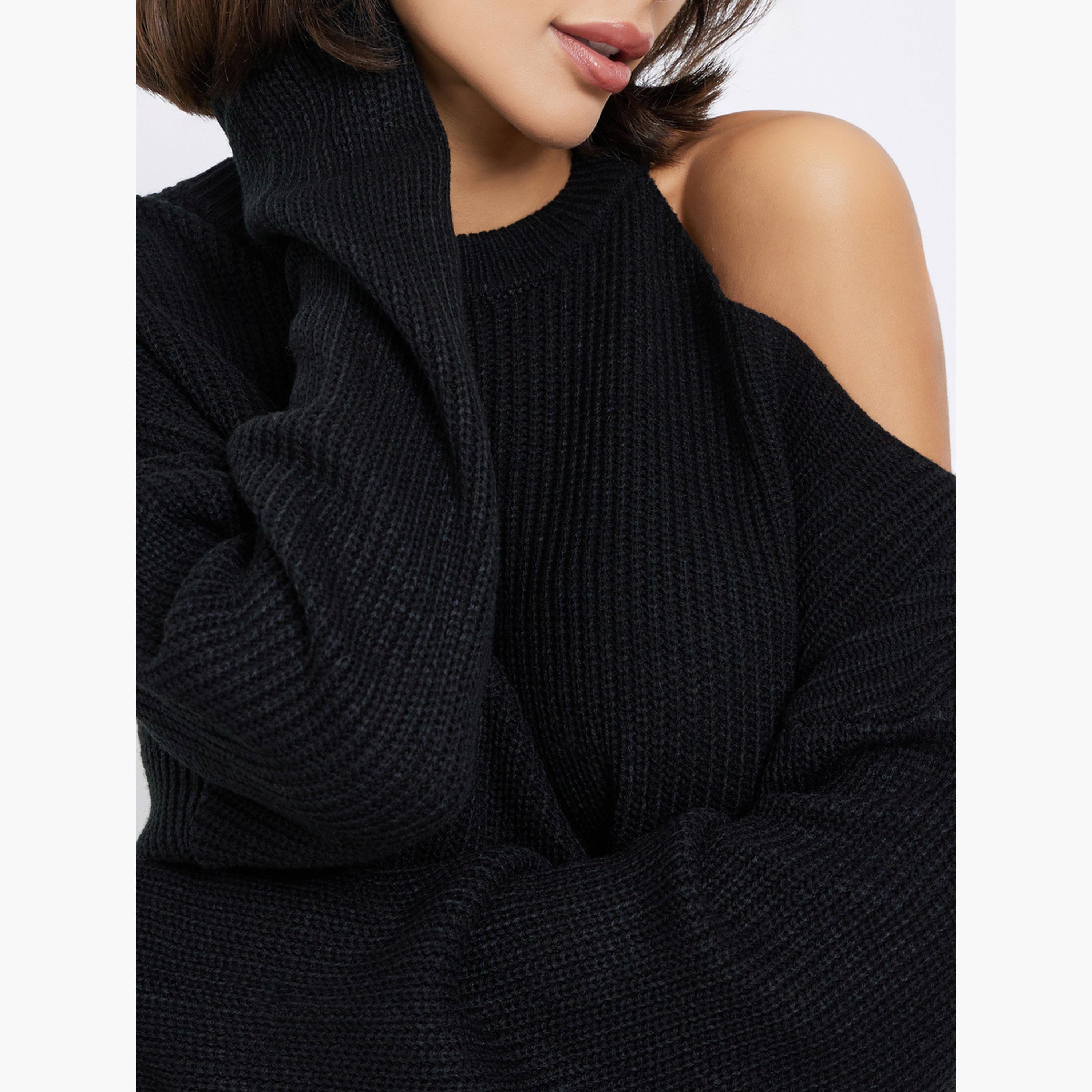 ستايلي - سترة سوداء محبوكة بأكتاف مكشوفة للنساء -women-clothing-cardigansandjumpers-jumpers-image-3