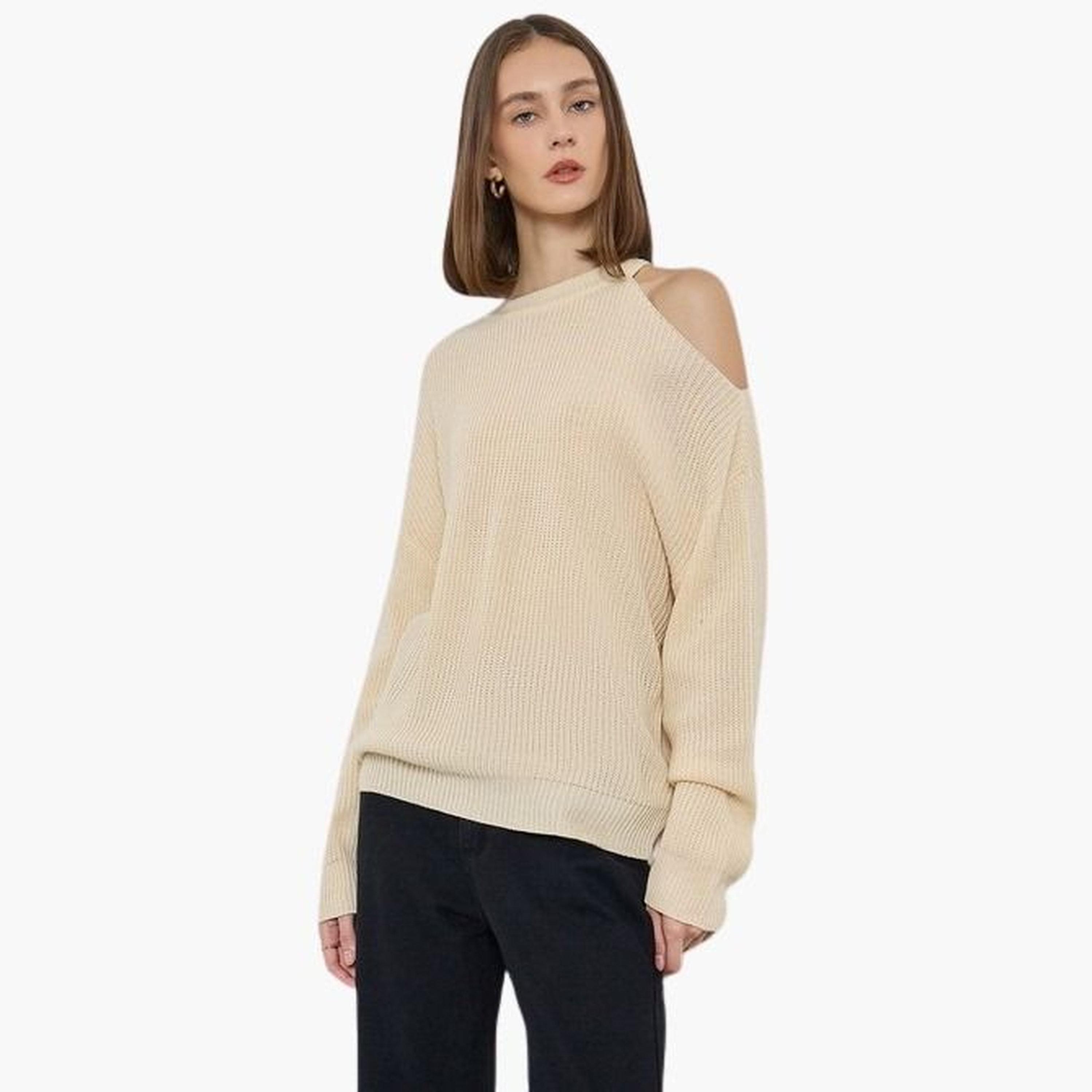 ستايلي - سترة بيج محبوكة بأكتاف مكشوفة للنساء -women-clothing-cardigansandjumpers-jumpers-image-4
