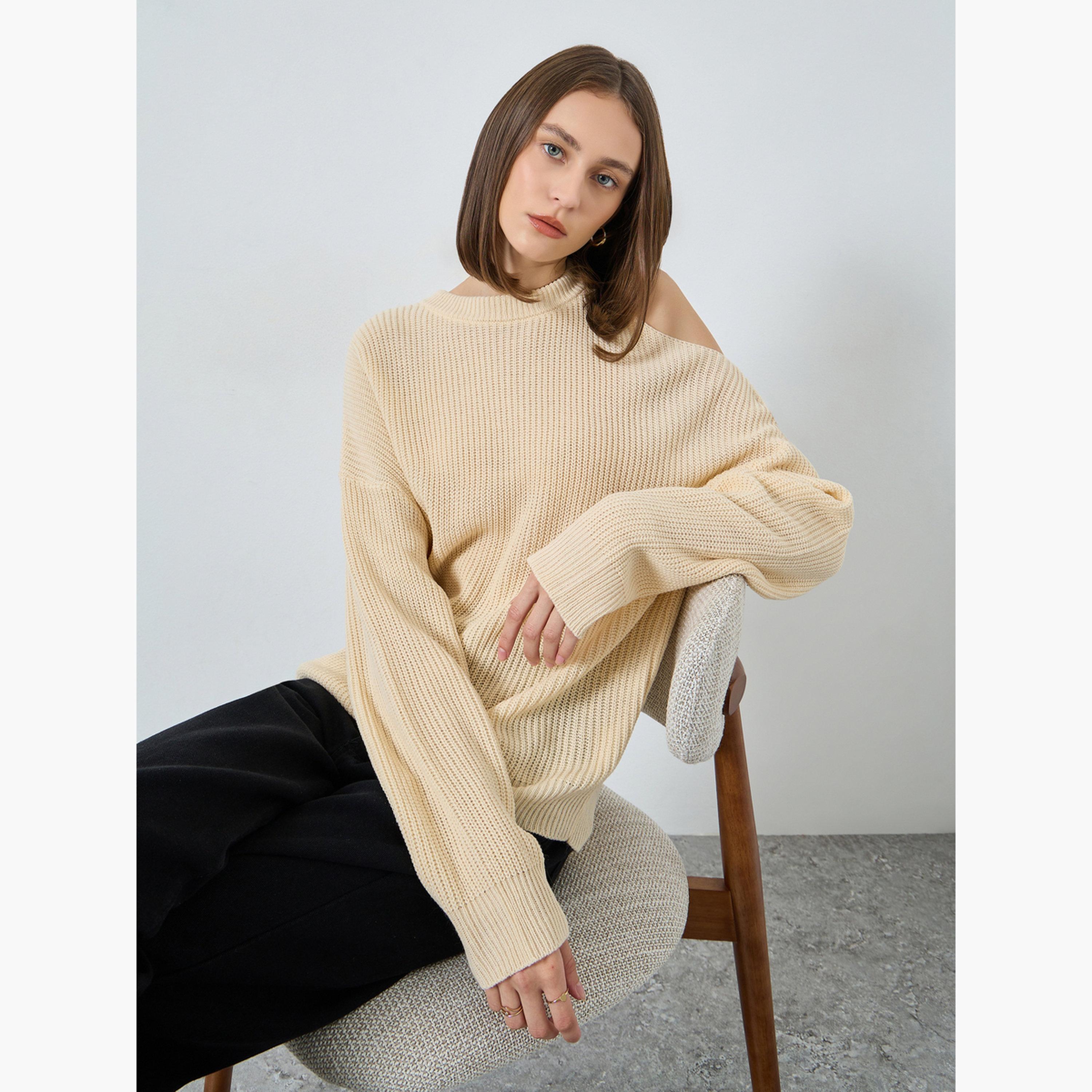 ستايلي - سترة بيج محبوكة بأكتاف مكشوفة للنساء -women-clothing-cardigansandjumpers-jumpers-image-3