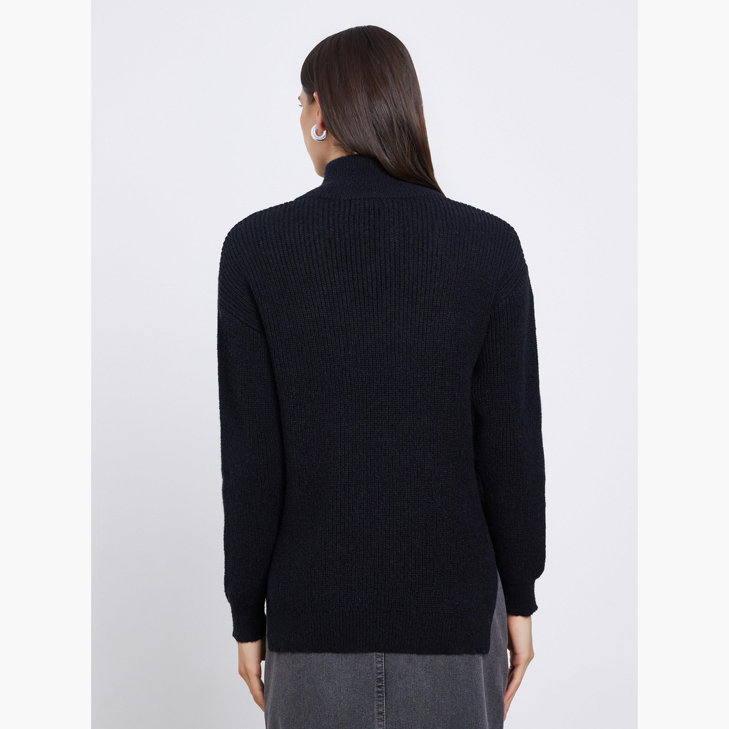 Styli Regular Fit Longline Quarter Zip Sweater-women-winterwear-cardigansandjumpers-jumpers-image-4