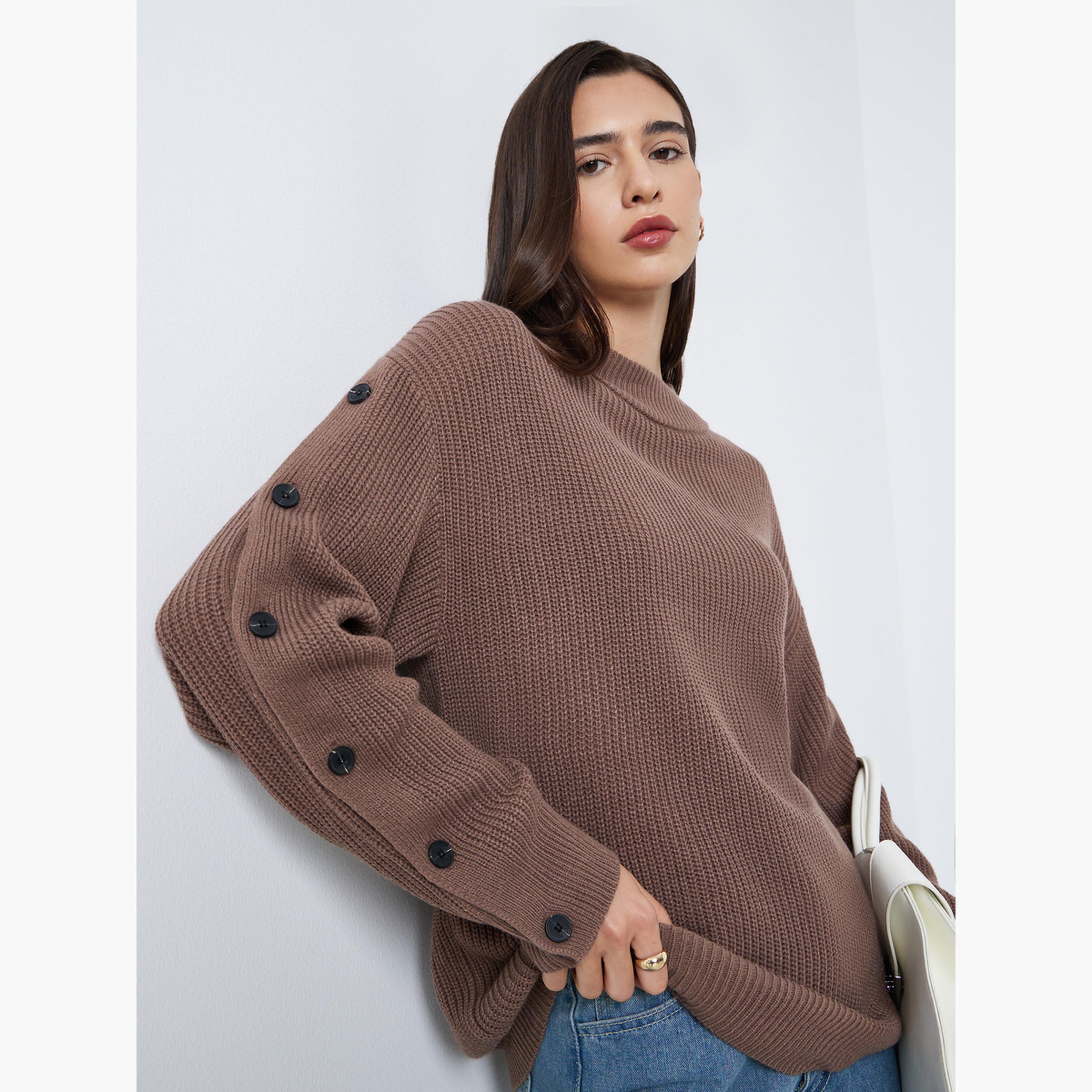 ستايلي - سترة بنية اللون بقصّة عادية وأزرار-women-clothing-cardigansandjumpers-jumpers-image-3