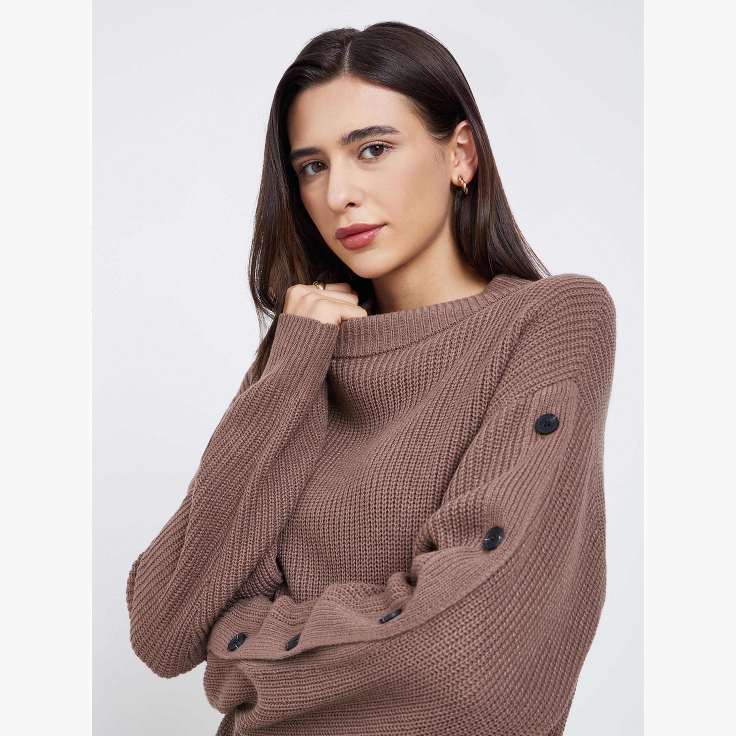 ستايلي - سترة بنية اللون بقصّة عادية وأزرار-women-clothing-cardigansandjumpers-jumpers-image-4