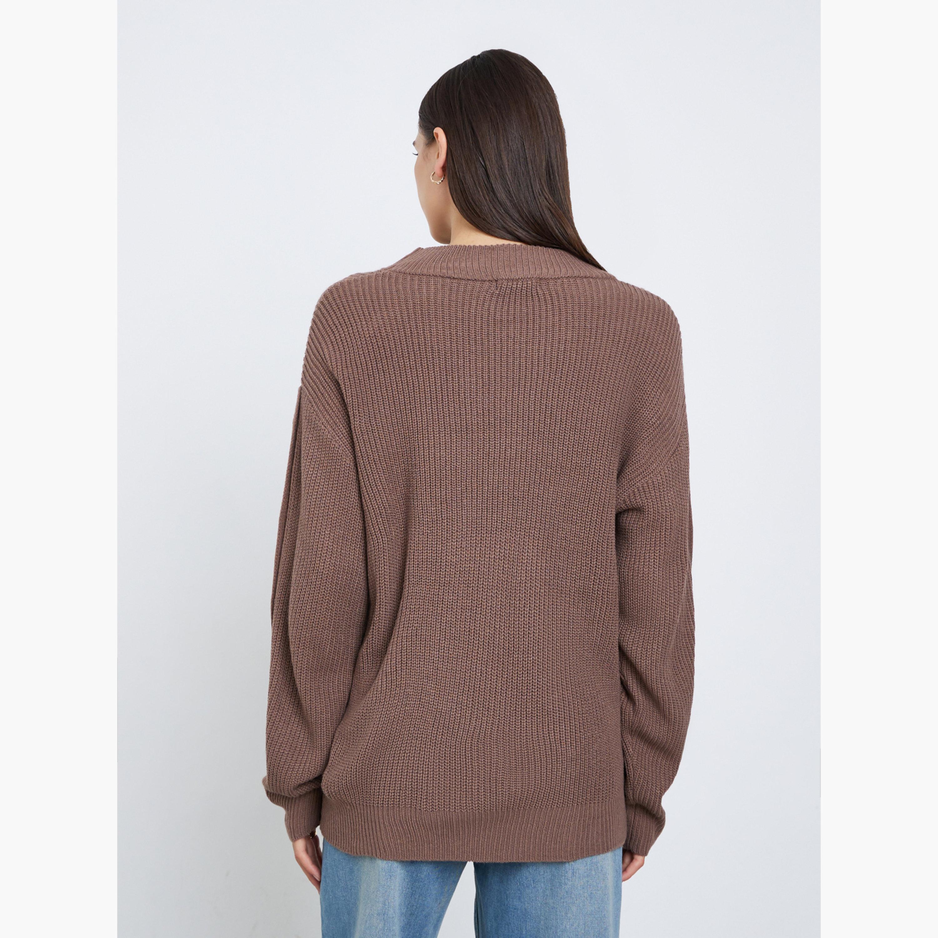 ستايلي - سترة بنية اللون بقصّة عادية وأزرار-women-clothing-cardigansandjumpers-jumpers-image-5