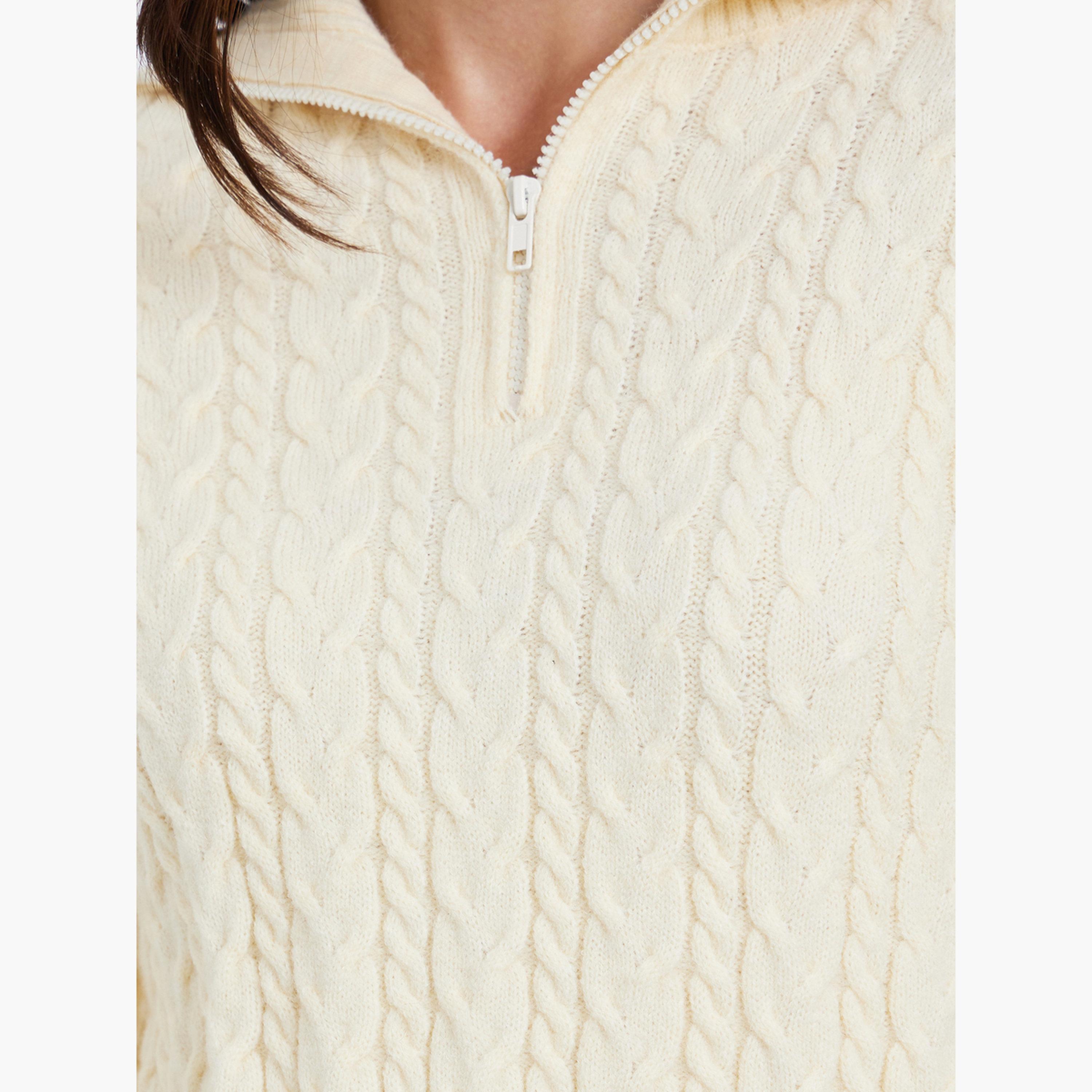 Styli Cream Regular Fit Cable Knit Sweater-women-winterwear-cardigansandjumpers-jumpers-image-4