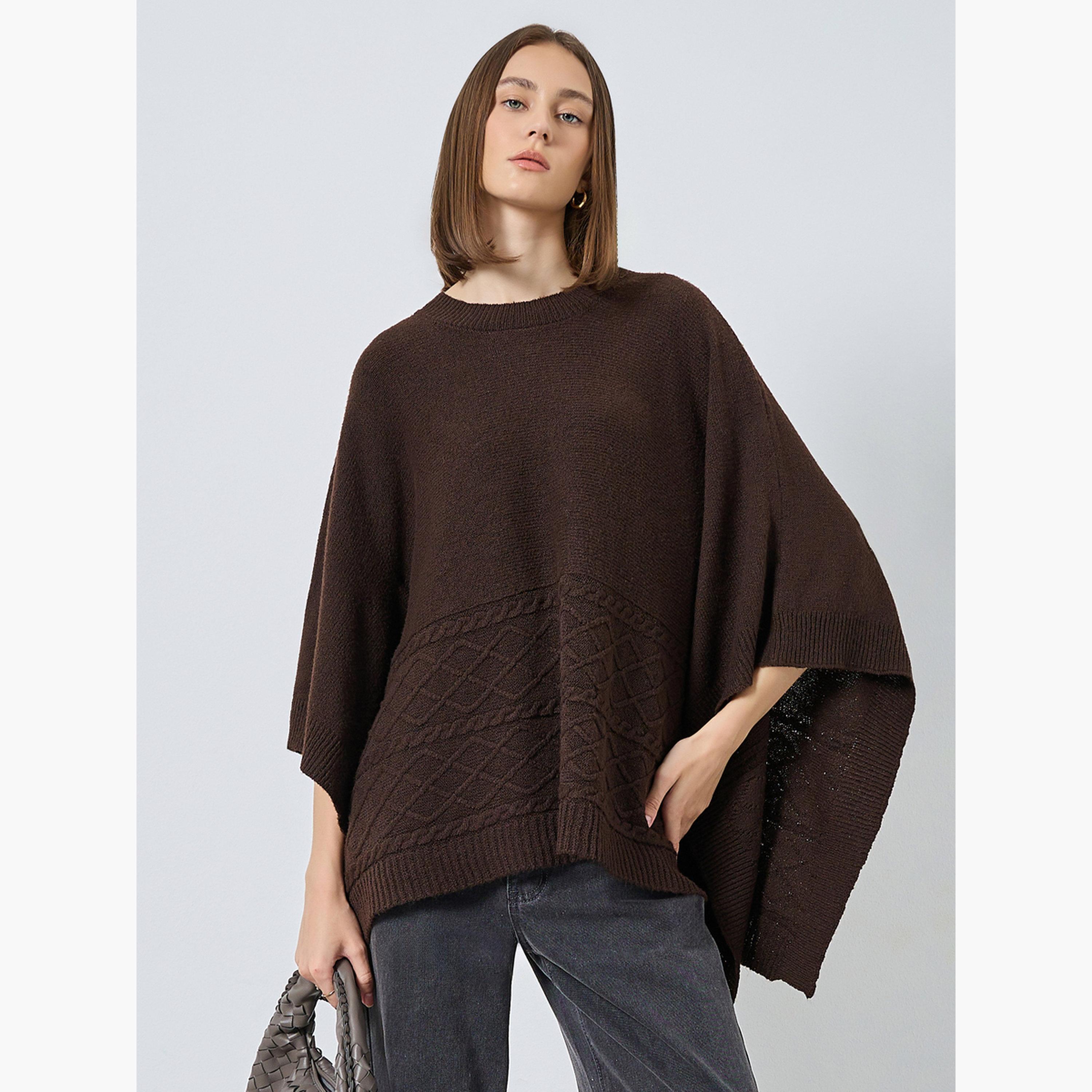 ستايلي - سترة بقصّة عادية لون بنيّ القهوة للنساء -women-clothing-cardigansandjumpers-jumpers-image-1