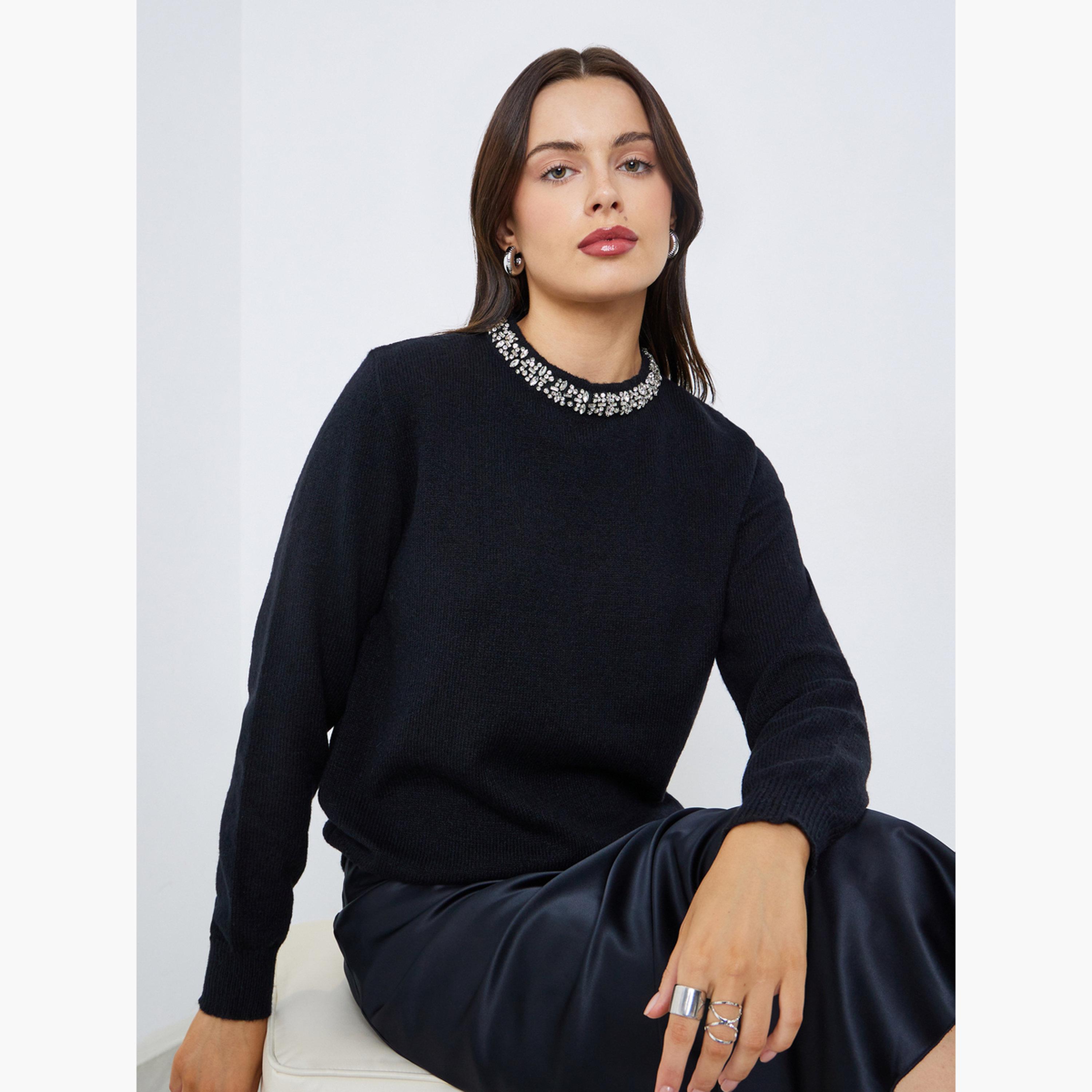 ستايلي - سترة مزينة بقصّة عادية للنساء -women-winterwear-cardigansandjumpers-jumpers-image-2