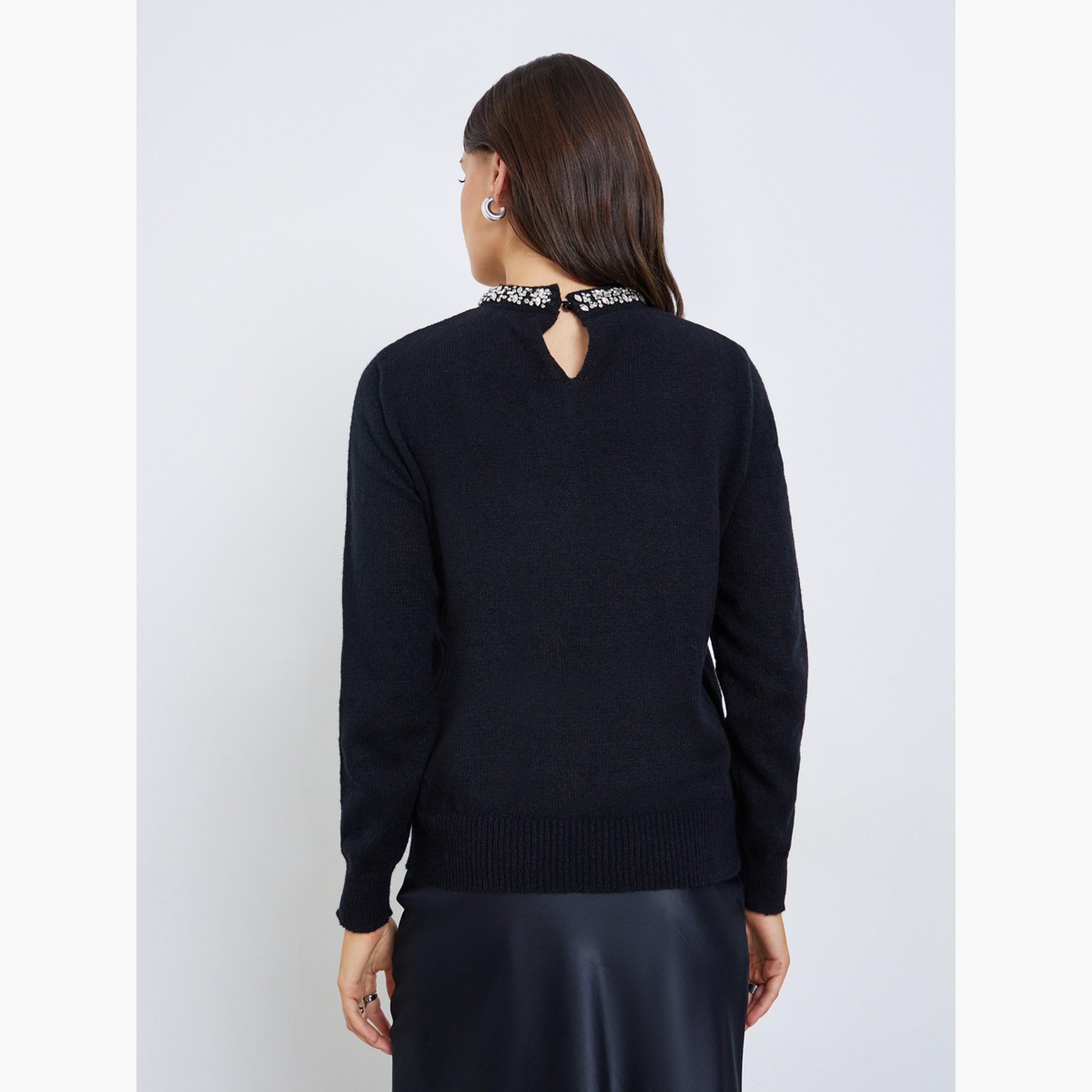 ستايلي - سترة مزينة بقصّة عادية للنساء -women-winterwear-cardigansandjumpers-jumpers-image-4