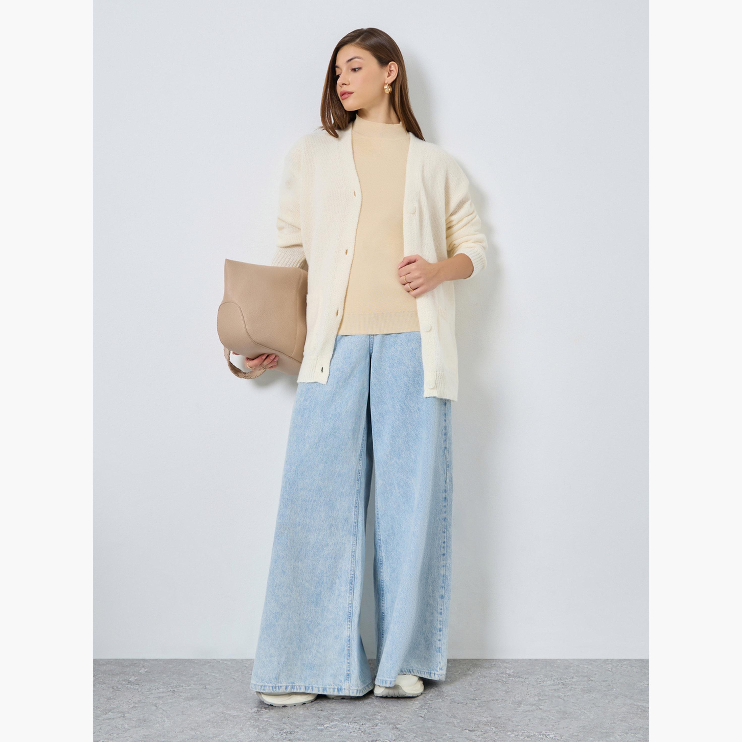ستايلي - سترة كارديغان حجم كبير لون أبيض العاجي-women-clothing-cardigansandjumpers-cardigans-image-2