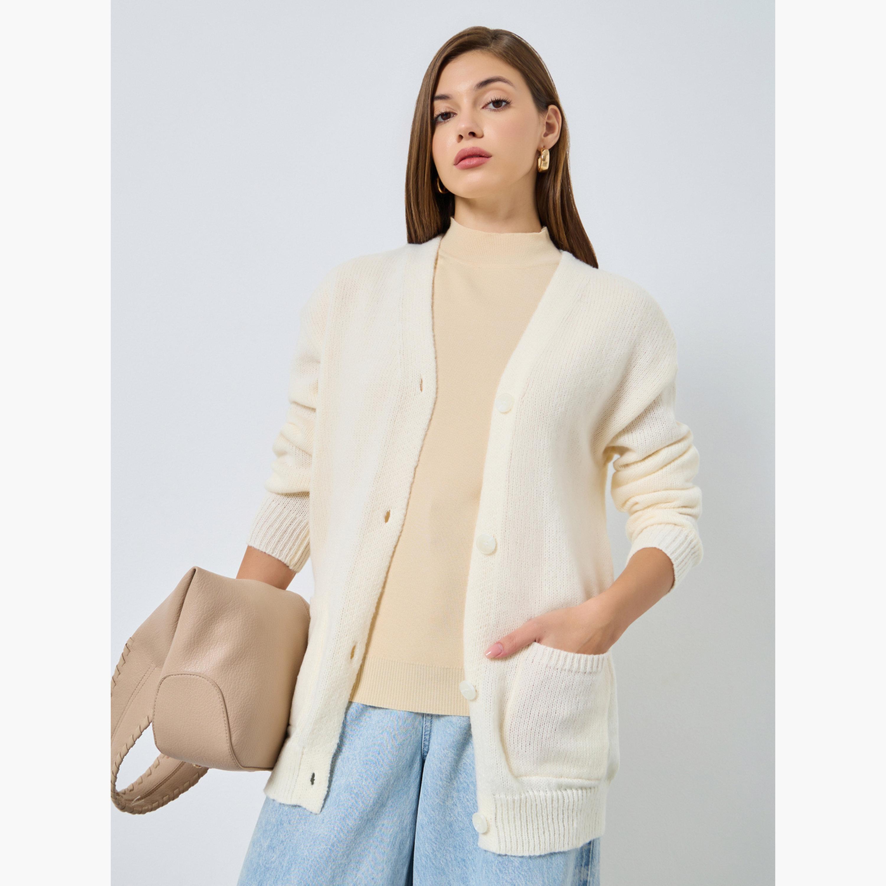 ستايلي - سترة كارديغان حجم كبير لون أبيض العاجي-women-clothing-cardigansandjumpers-cardigans-image-3