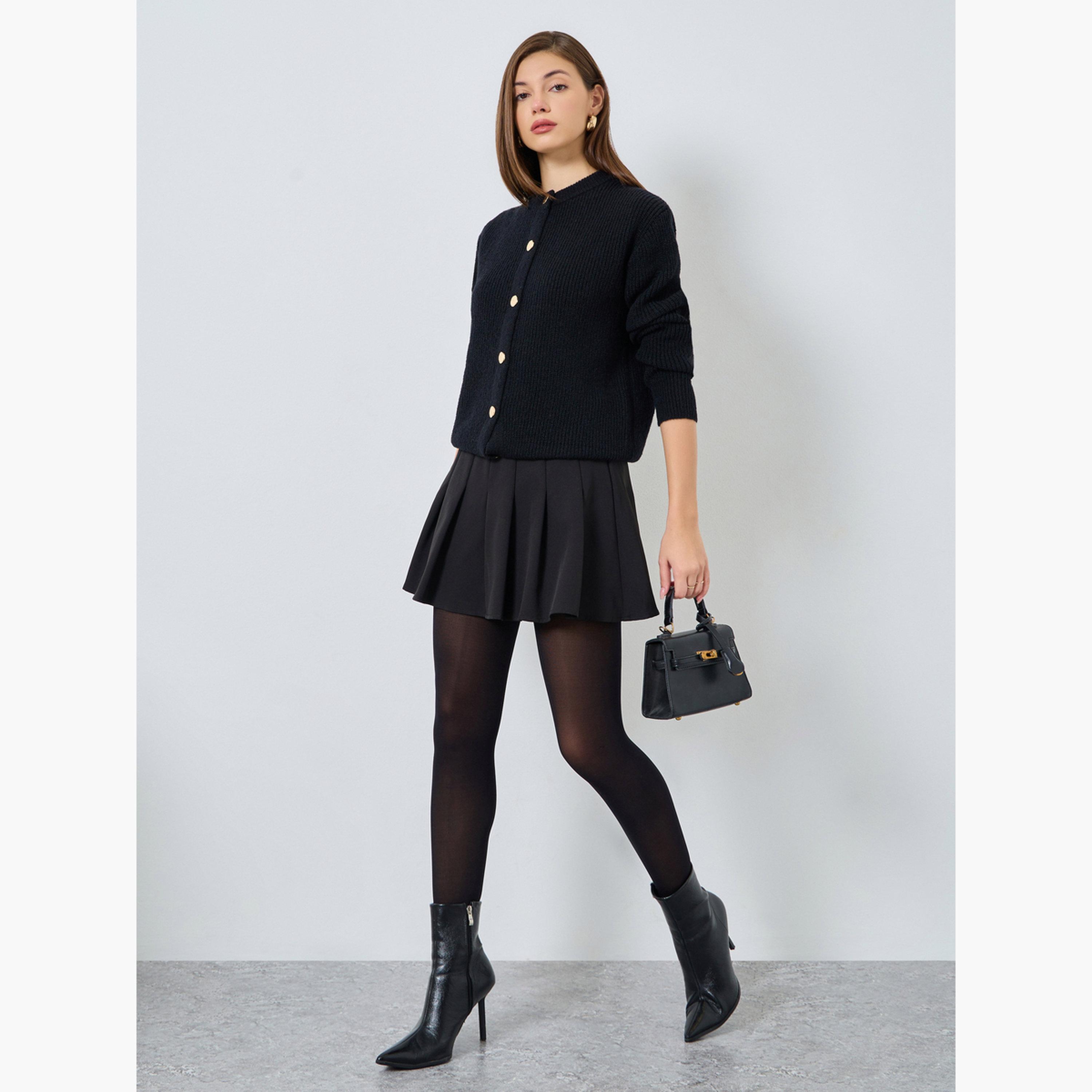 ستايلي - سترة كارديغان سوداء بقصّة عادية-women-clothing-cardigansandjumpers-cardigans-image-2