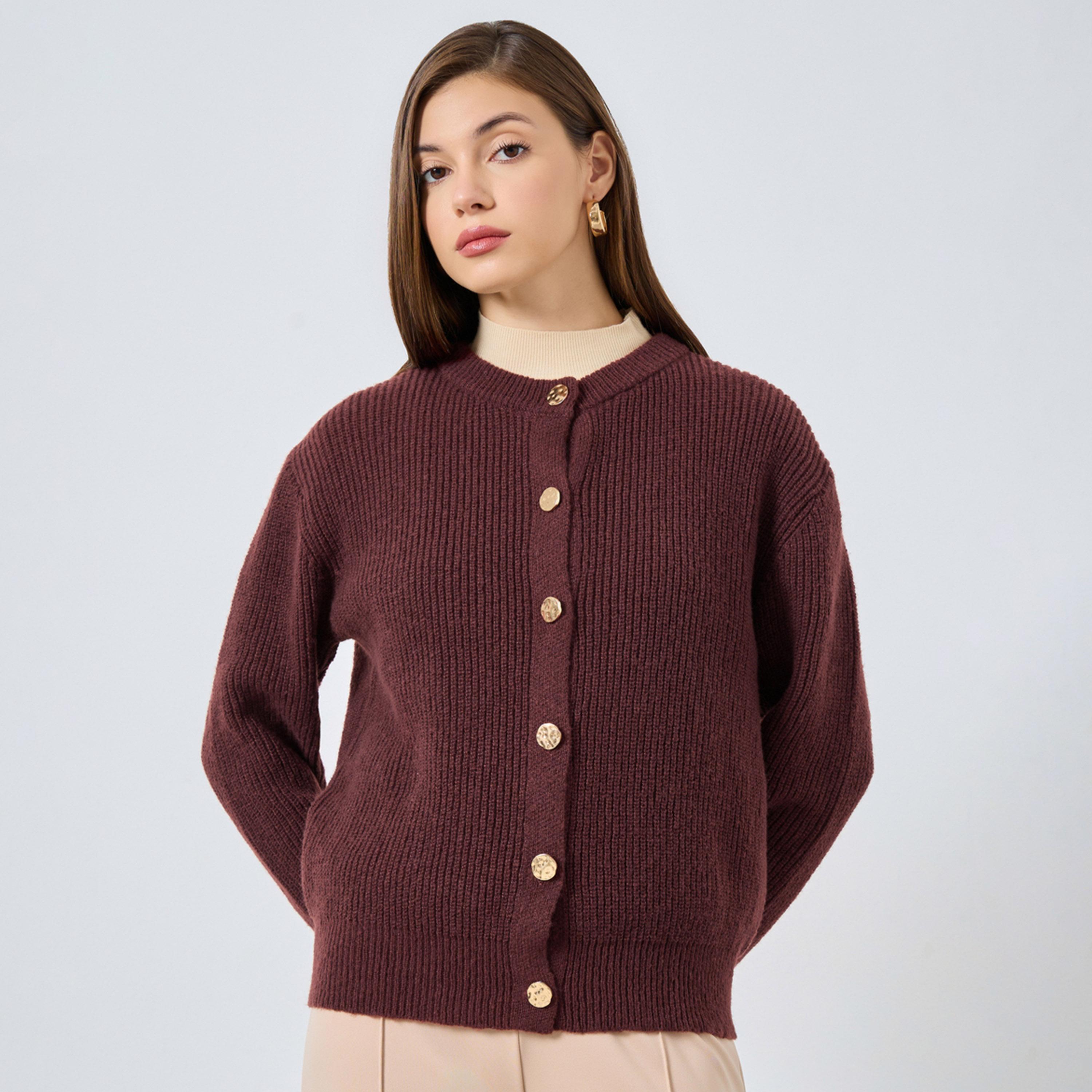 Styli Women Rust Regular Fit Cardigan Sweater-women-clothing-cardigansandjumpers-cardigans-image-1
