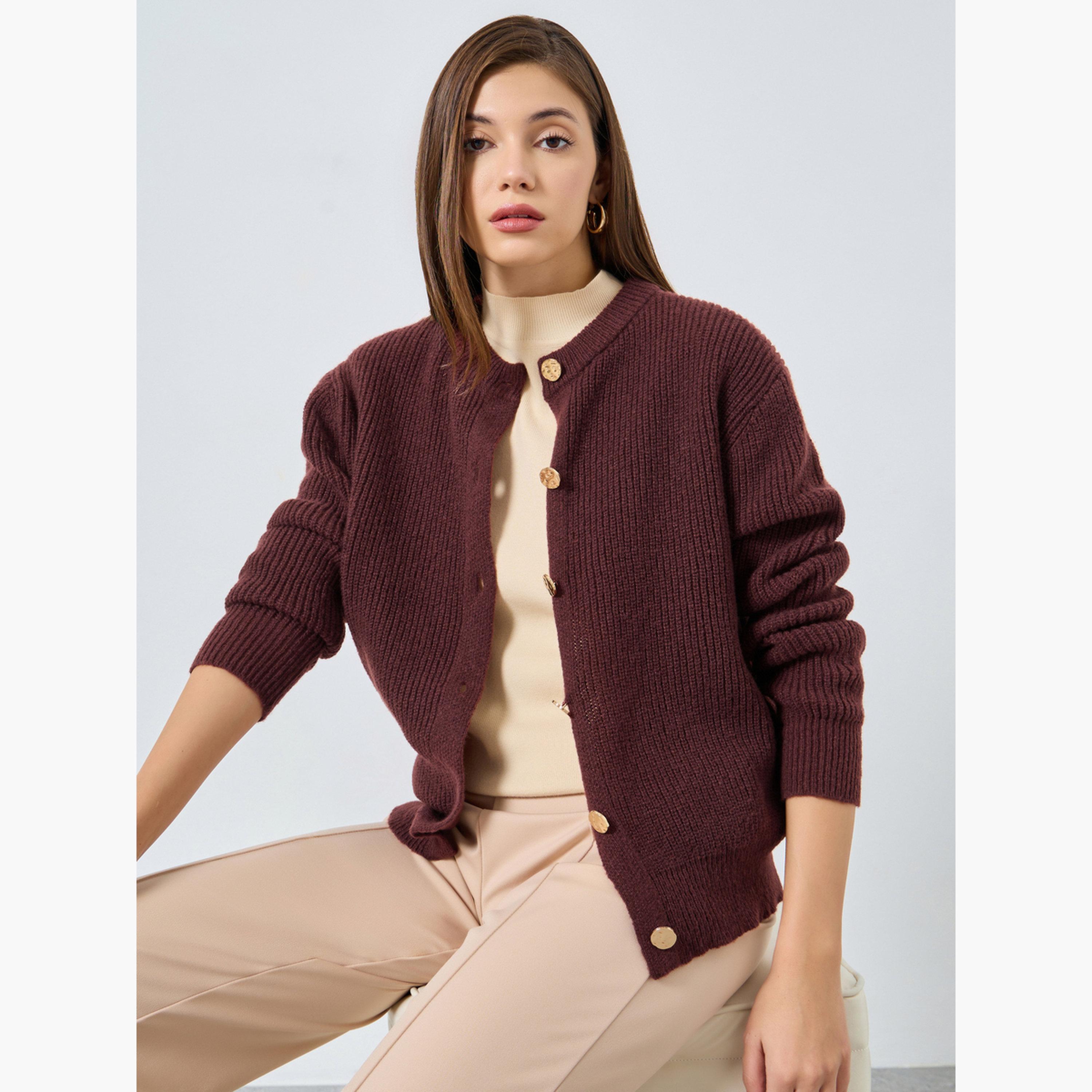 Styli Women Rust Regular Fit Cardigan Sweater-women-clothing-cardigansandjumpers-cardigans-image-3