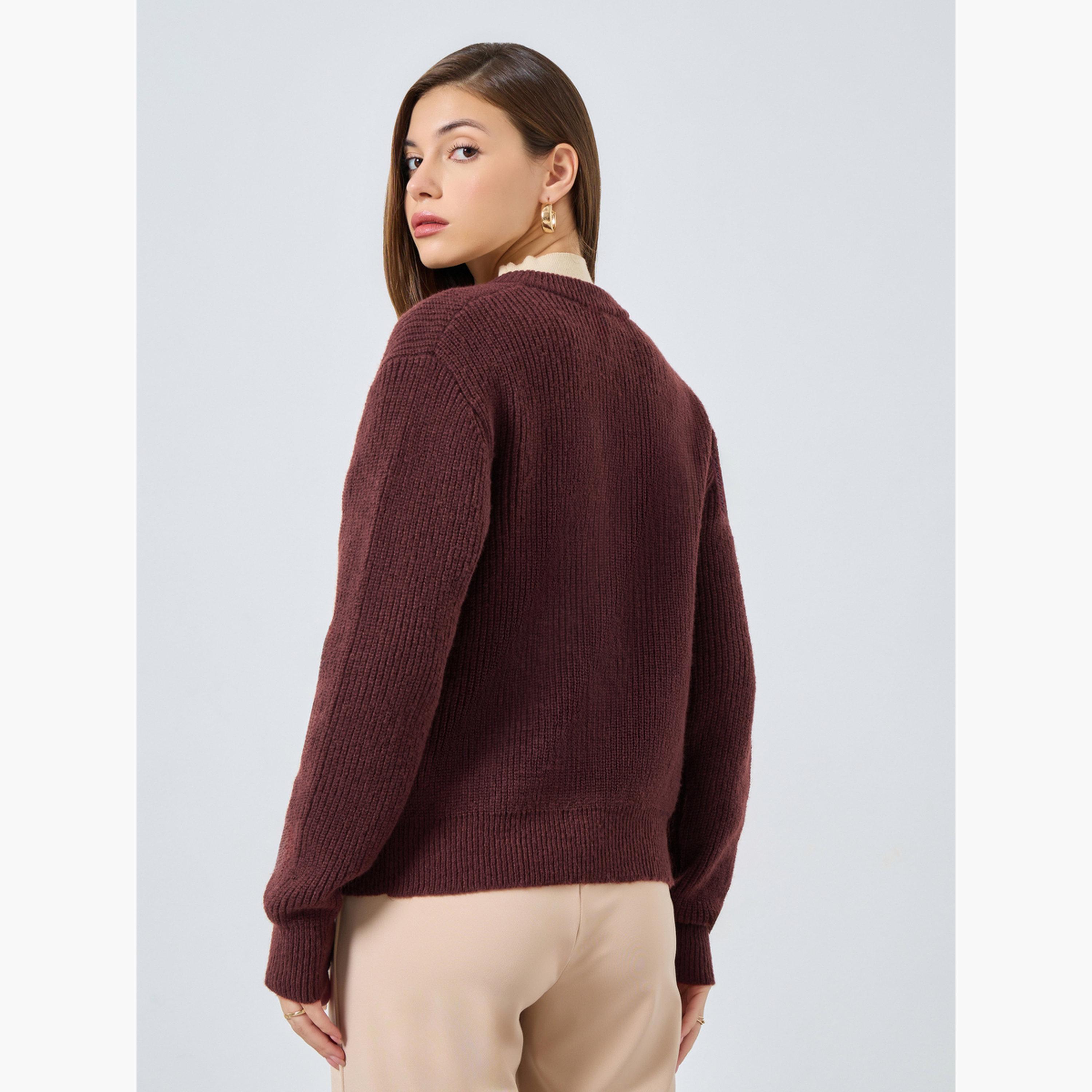 Styli Women Rust Regular Fit Cardigan Sweater-women-clothing-cardigansandjumpers-cardigans-image-4